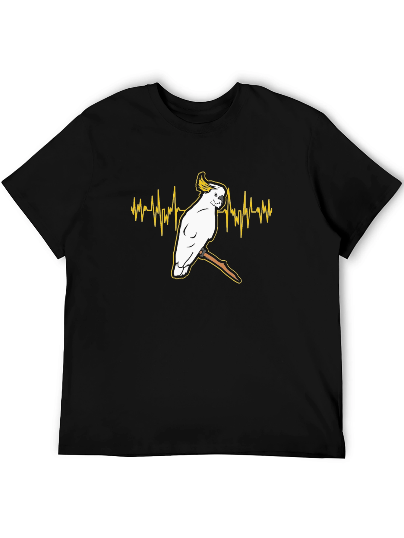 Cockatoo Heartbeat T-Shirt - Black Cotton Tee