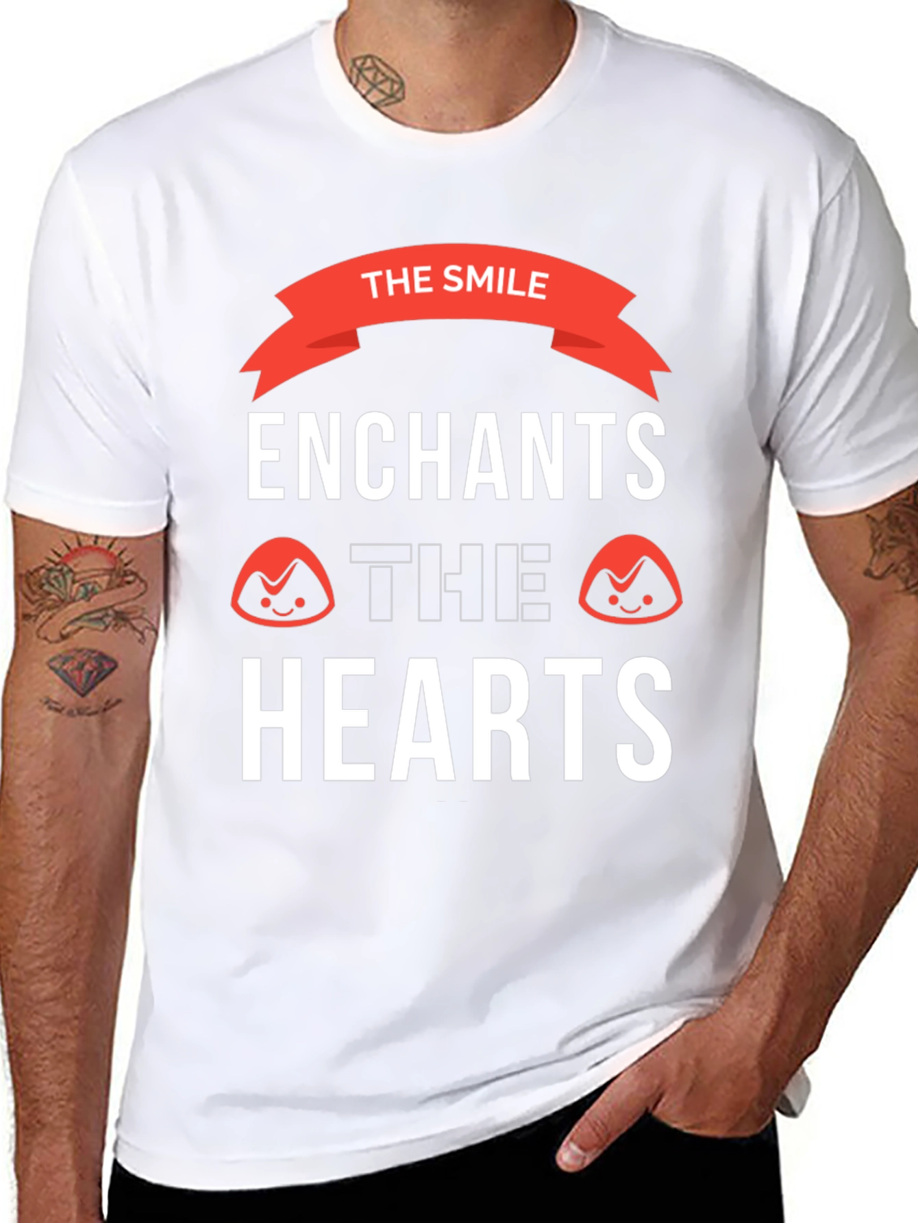 The Smile Enchants Hearts Black Graphic Tee