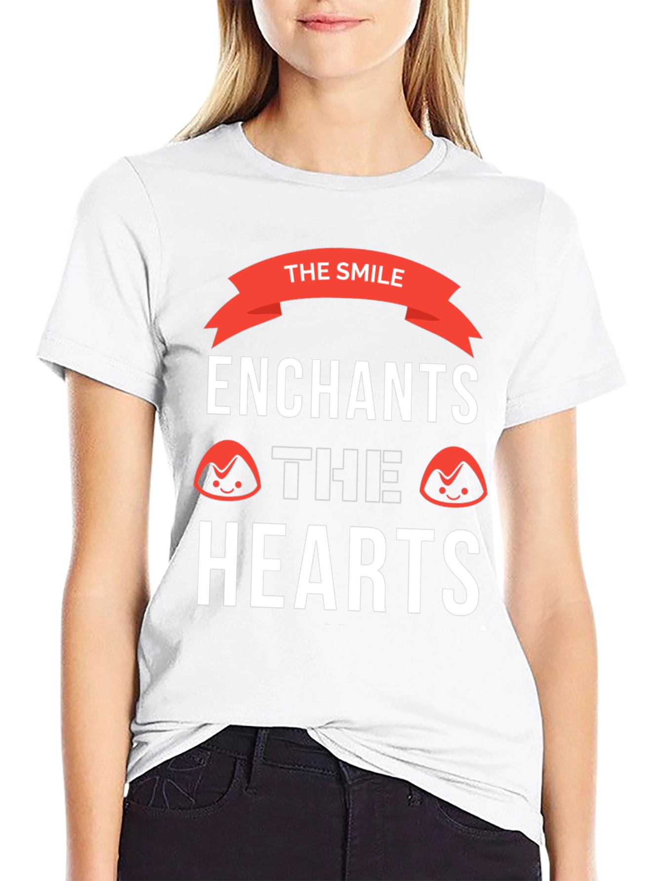 The Smile Enchants Hearts Black Graphic Tee