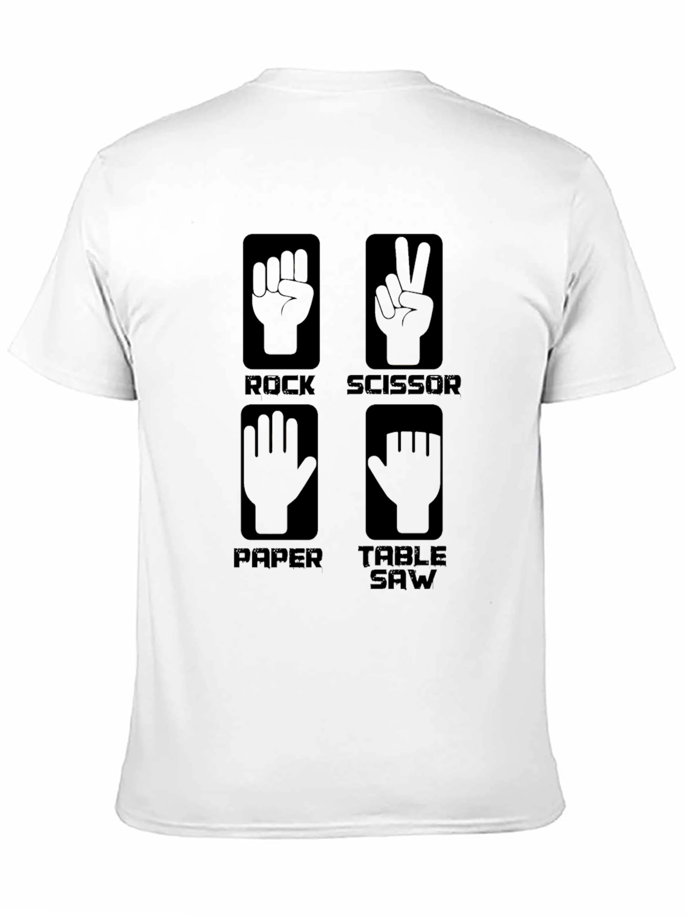 Rock Paper Scissor Table Saw Black Graphic T-Shirt