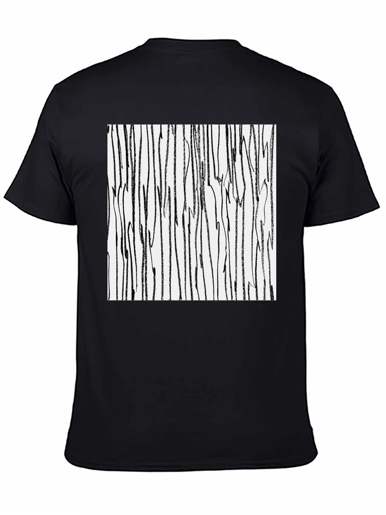 Abstract Stripe Print Black Cotton T-Shirt