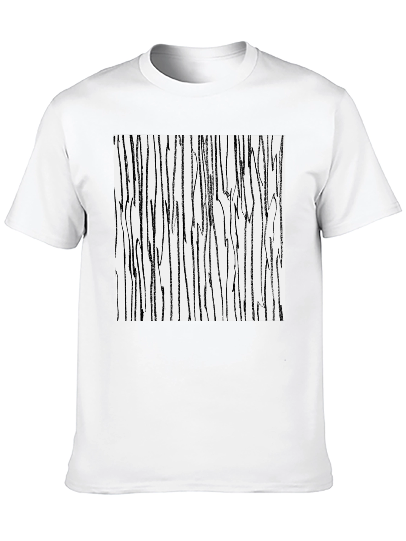 Abstract Stripe Print Black Cotton T-Shirt