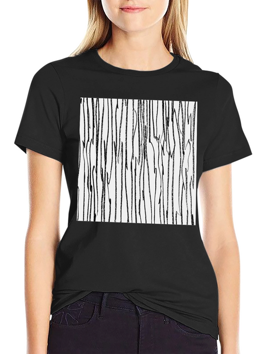 Abstract Stripe Print Black Cotton T-Shirt