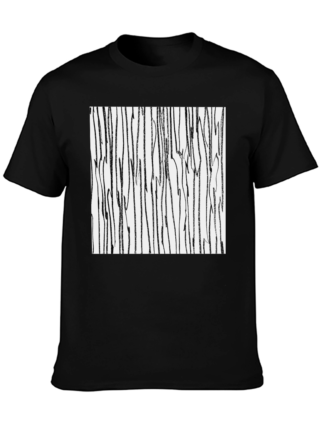 Abstract Stripe Print Black Cotton T-Shirt