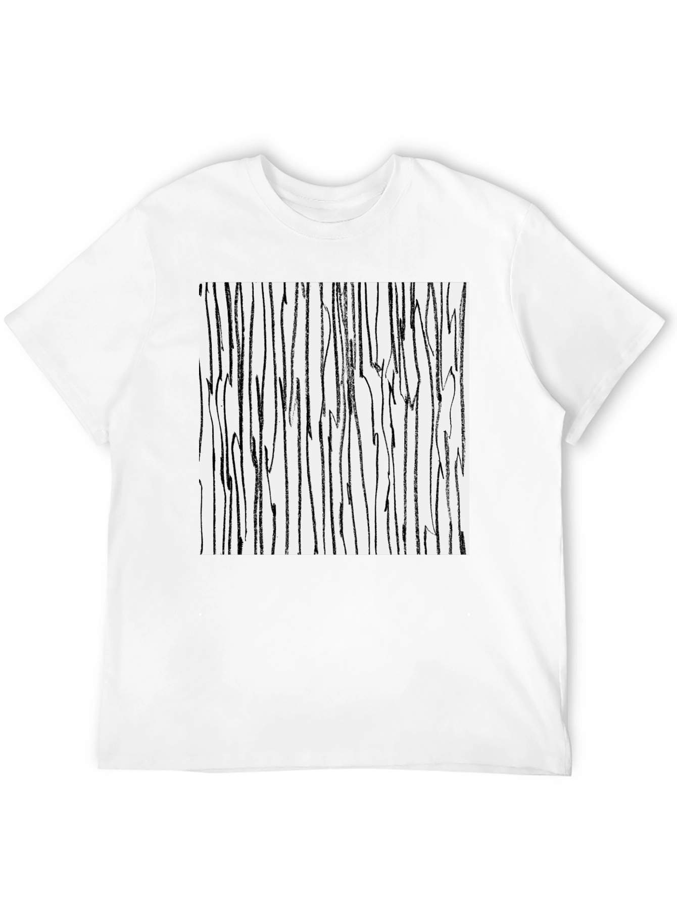 Abstract Stripe Print Black Cotton T-Shirt