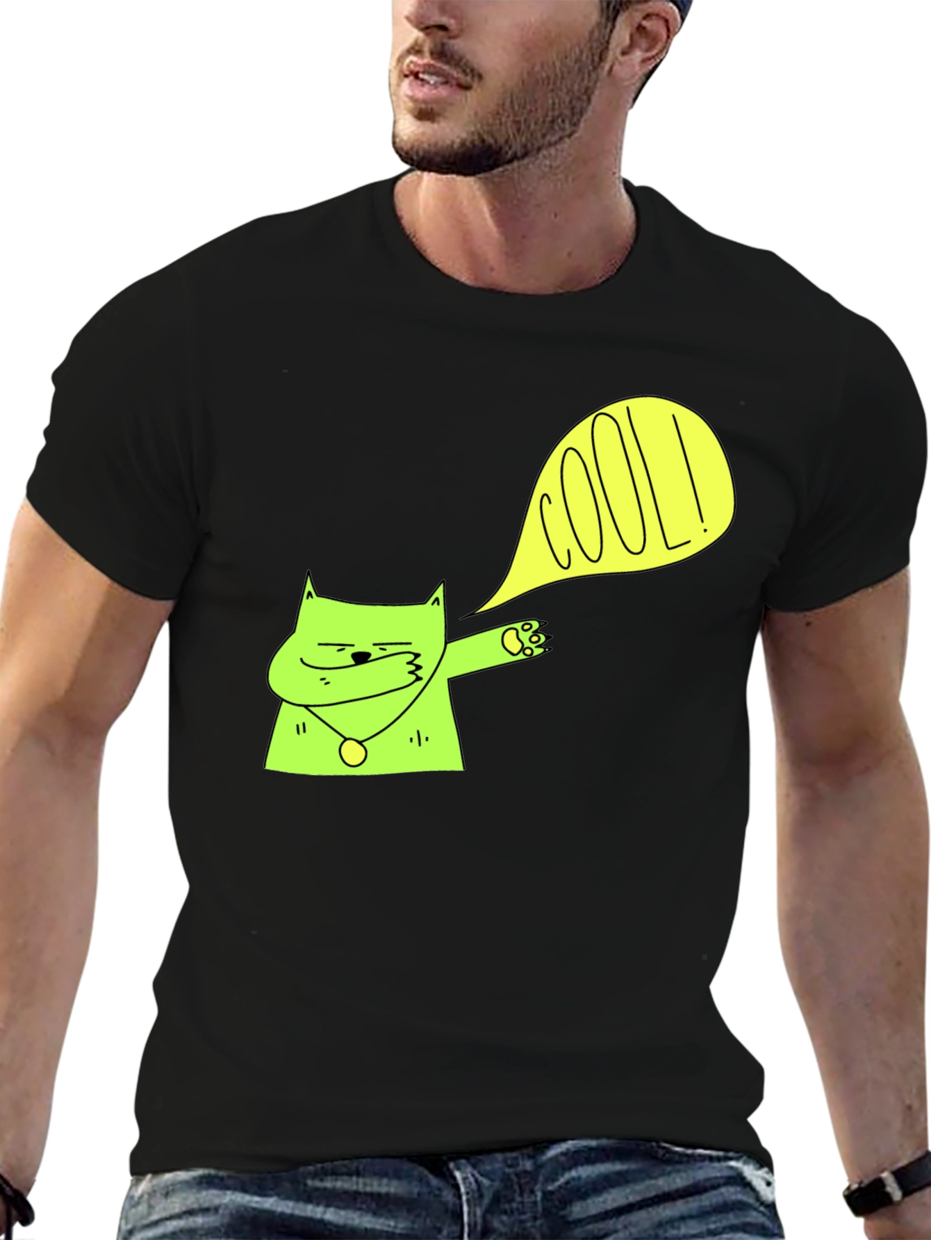 Cool Cat Dab T-Shirt - Stylish Black Tee