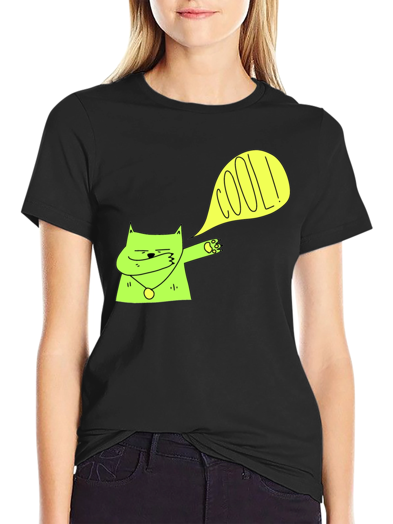 Cool Cat Dab T-Shirt - Stylish Black Tee