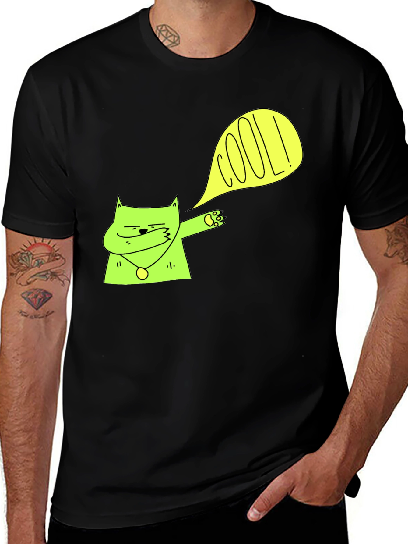 Cool Cat Dab T-Shirt - Stylish Black Tee