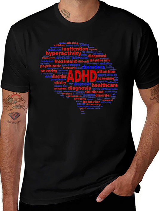 ADHD Awareness T-Shirt - Word Cloud Design