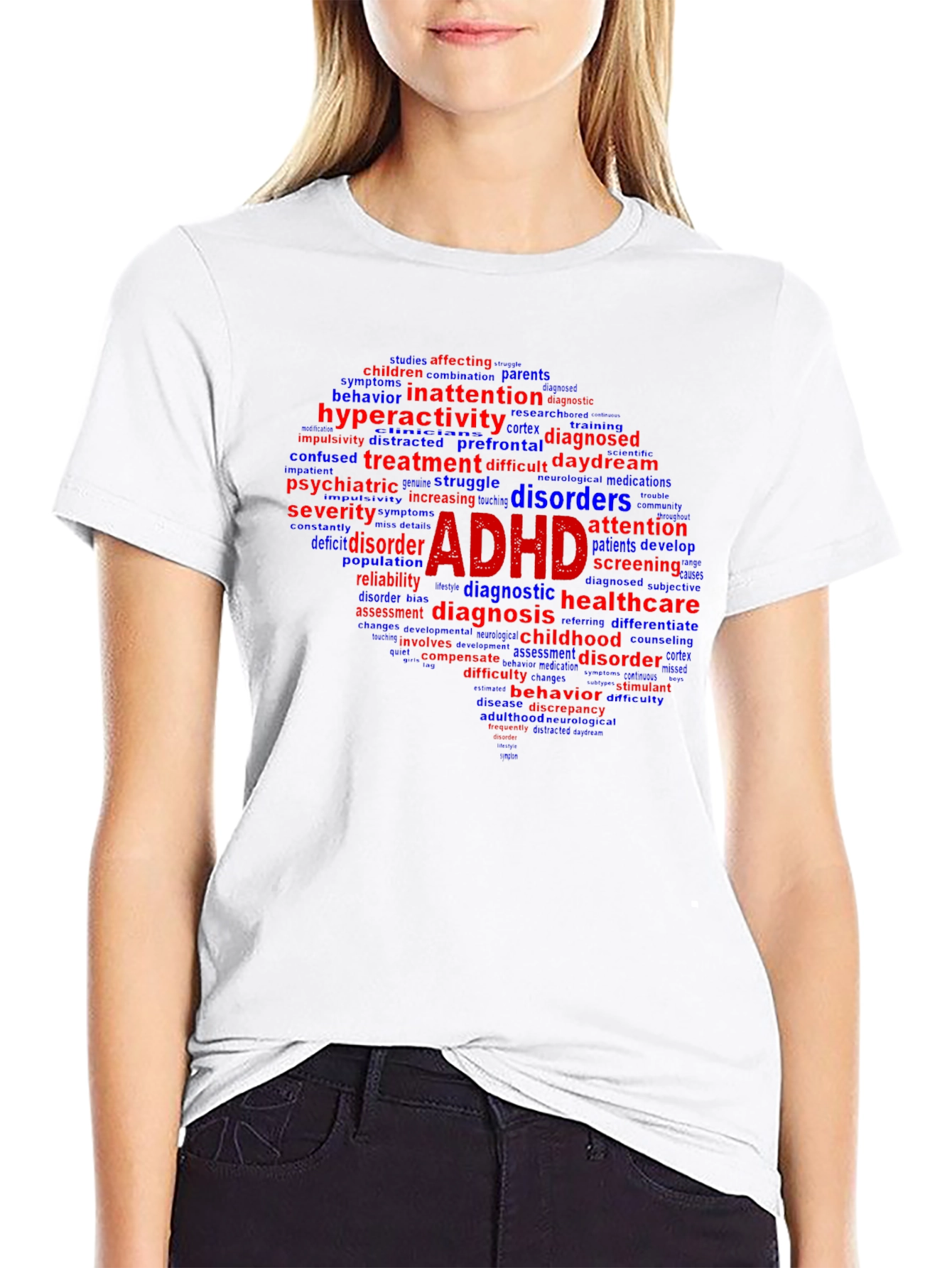 ADHD Awareness T-Shirt - Word Cloud Design