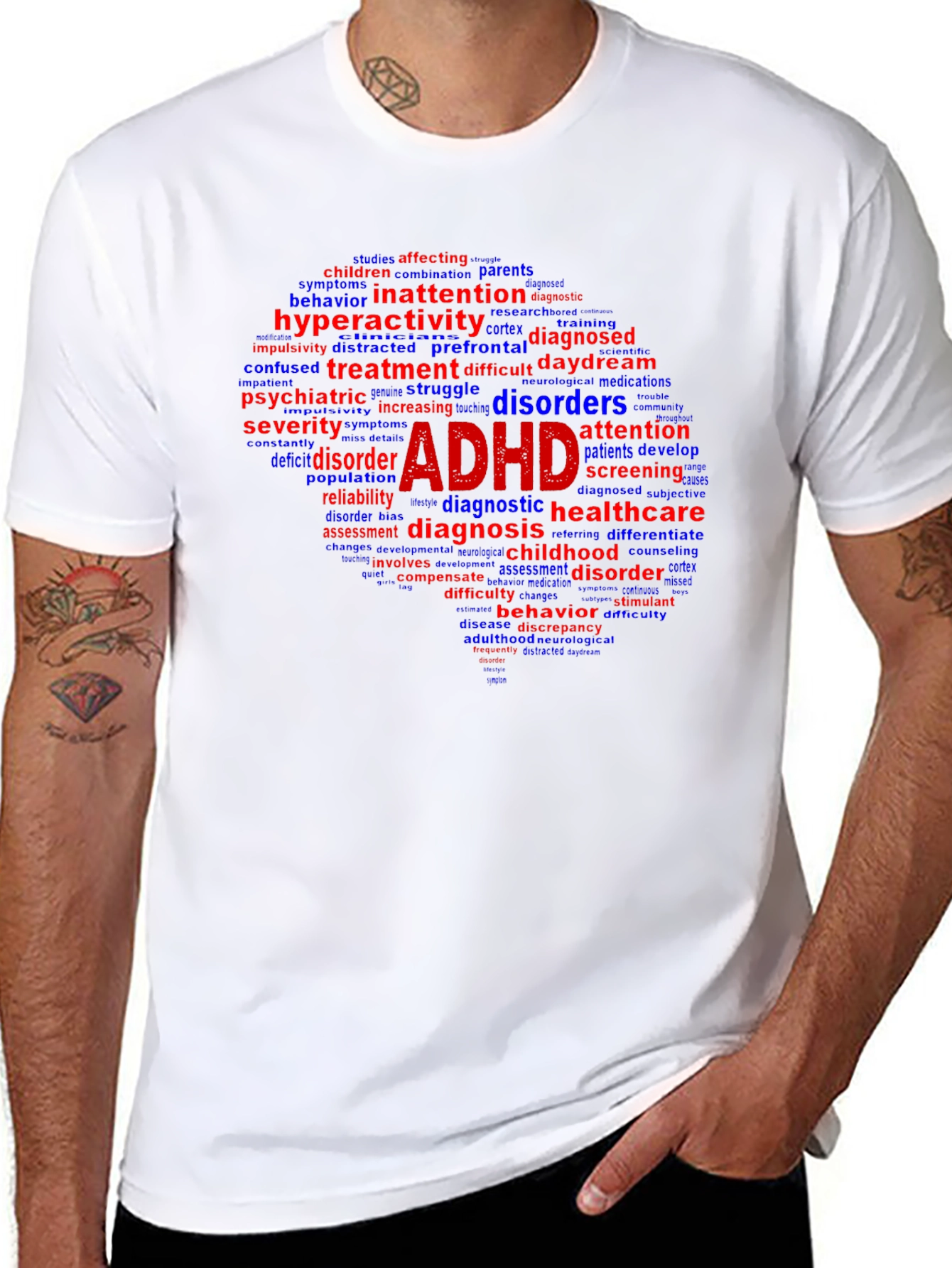 ADHD Awareness T-Shirt - Word Cloud Design