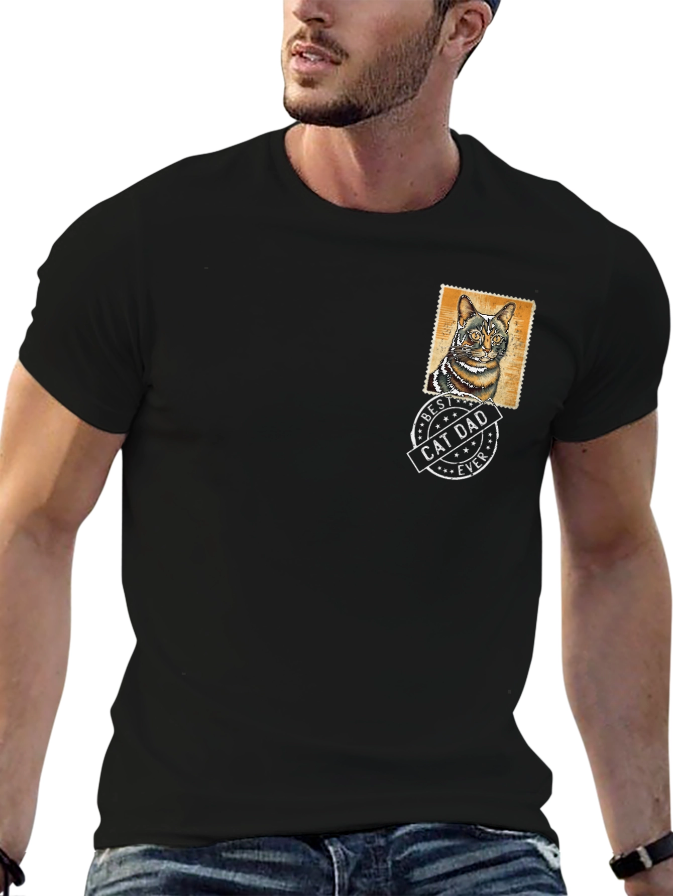 Best Cat Dad Ever Black T-Shirt