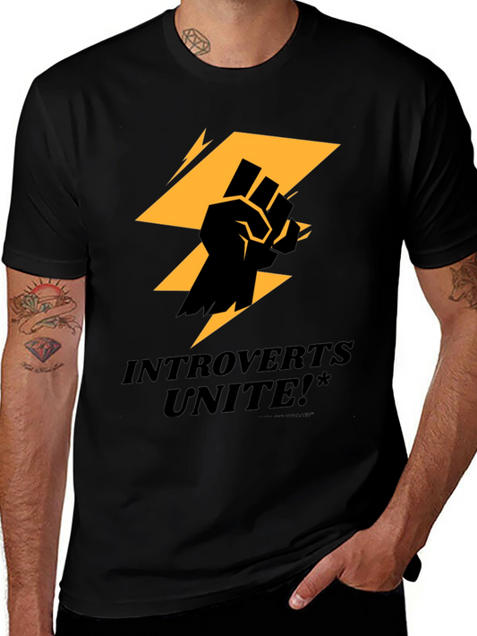 Introverts Unite Graphic Tee - Black Cotton T-Shirt