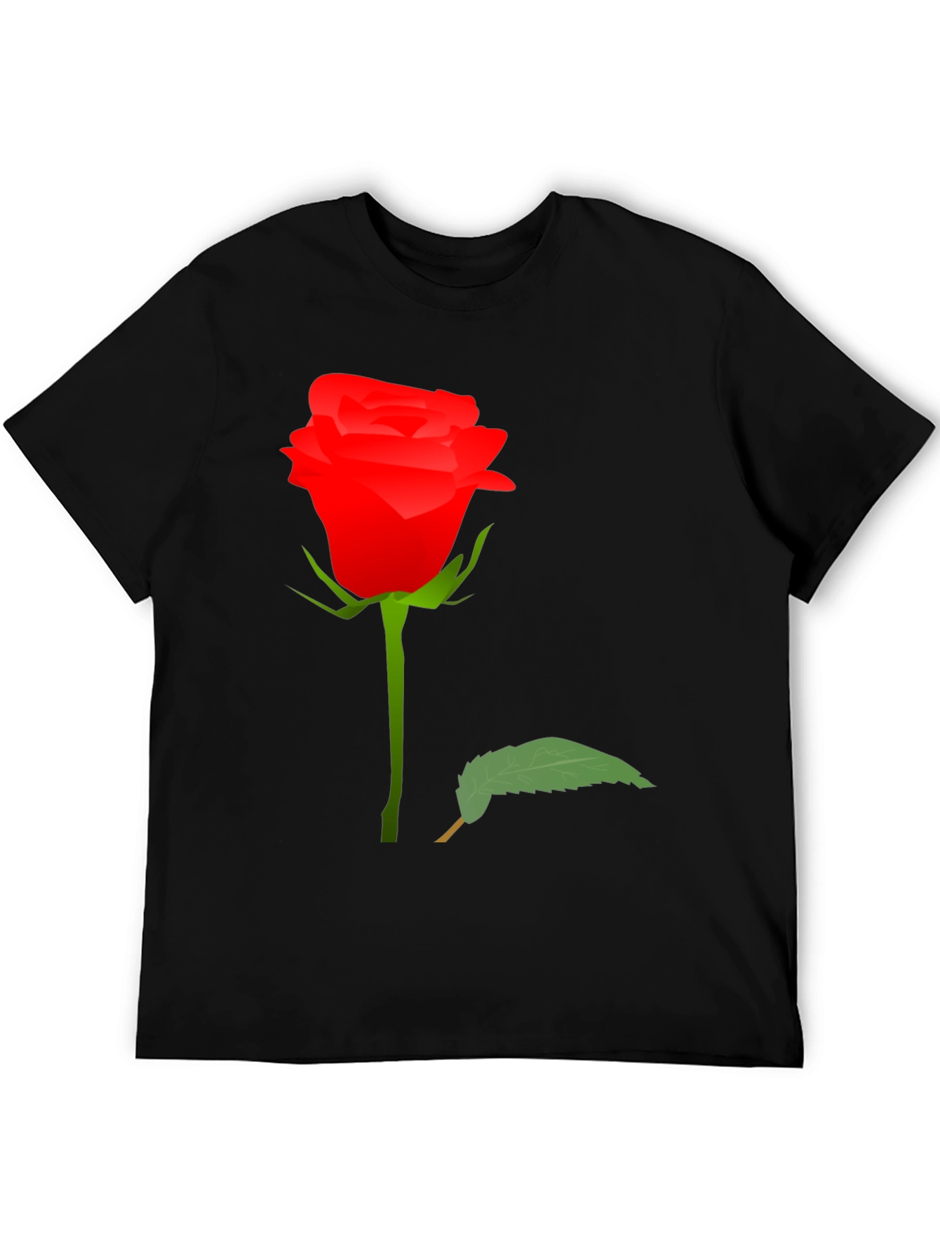 Rose Graphic Tee - Black Cotton T-Shirt