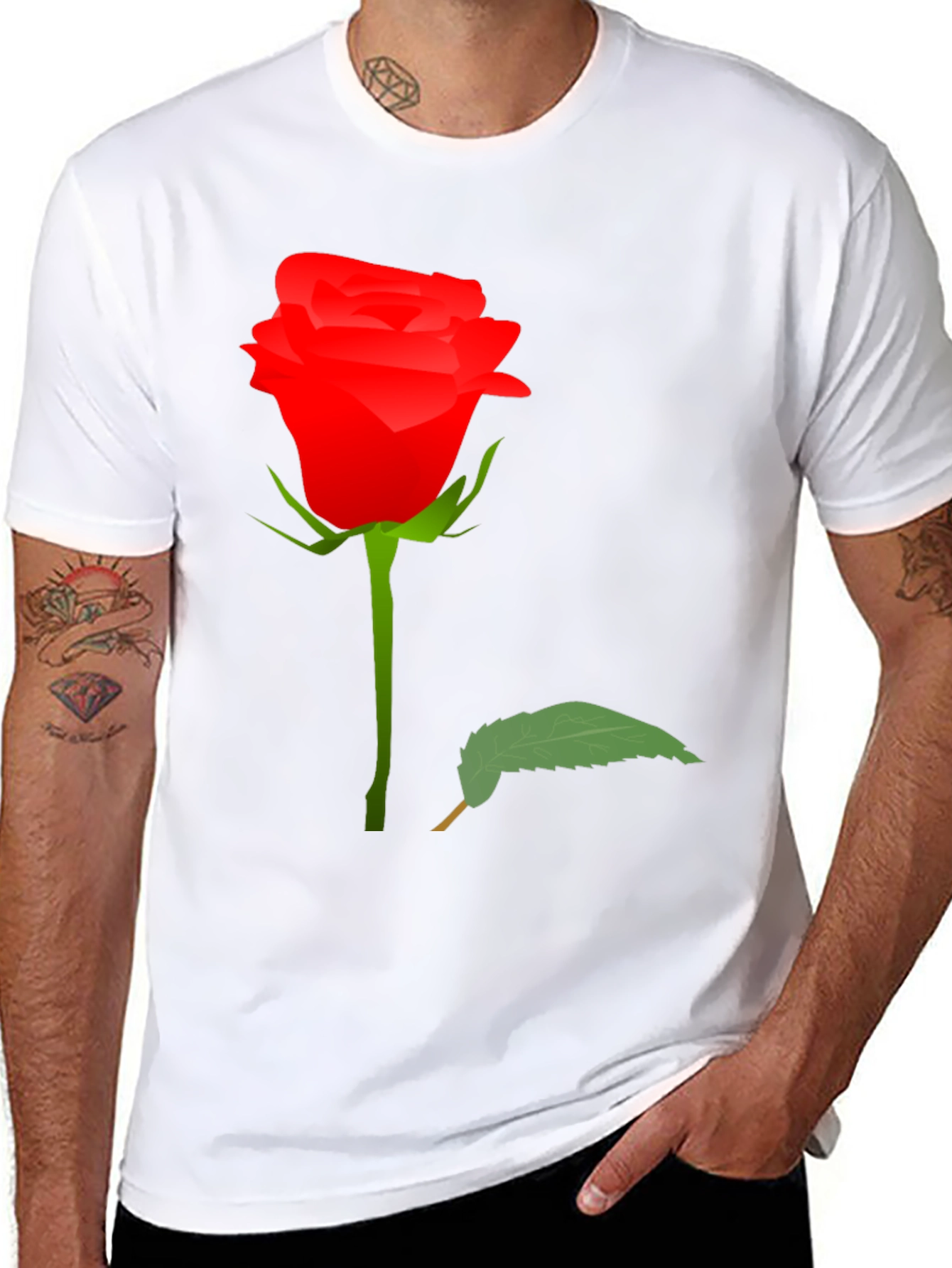 Rose Graphic Tee - Black Cotton T-Shirt