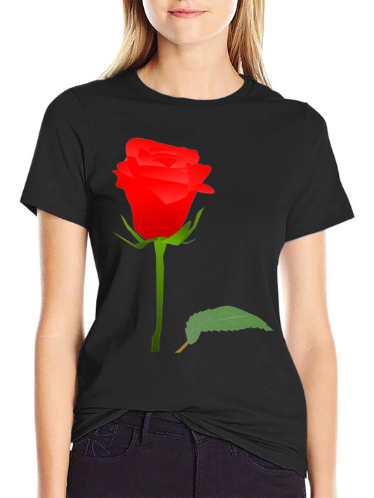 Rose Graphic Tee - Black Cotton T-Shirt