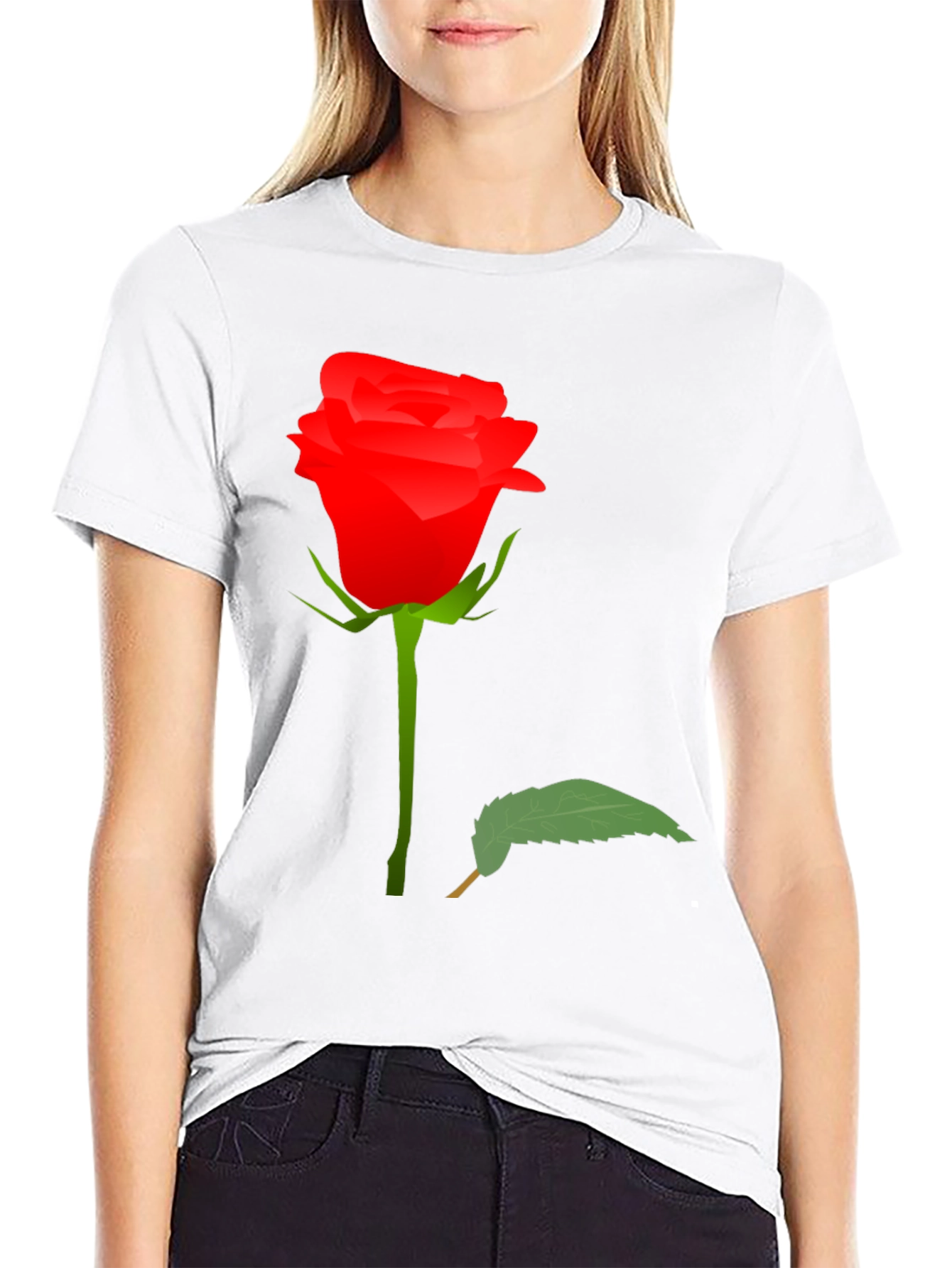 Rose Graphic Tee - Black Cotton T-Shirt