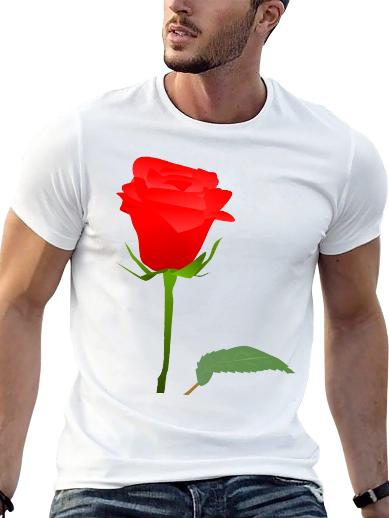 Rose Graphic Tee - Black Cotton T-Shirt