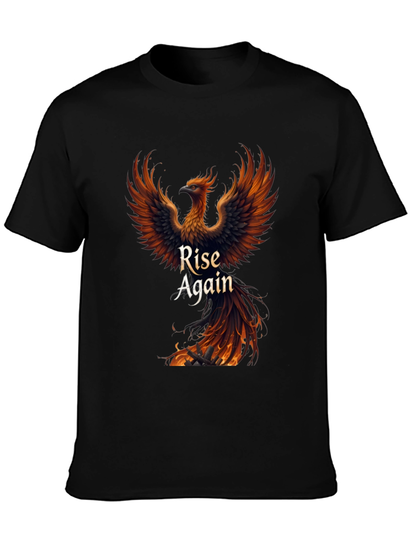 Rise Again Phoenix Graphic T-Shirt - Black