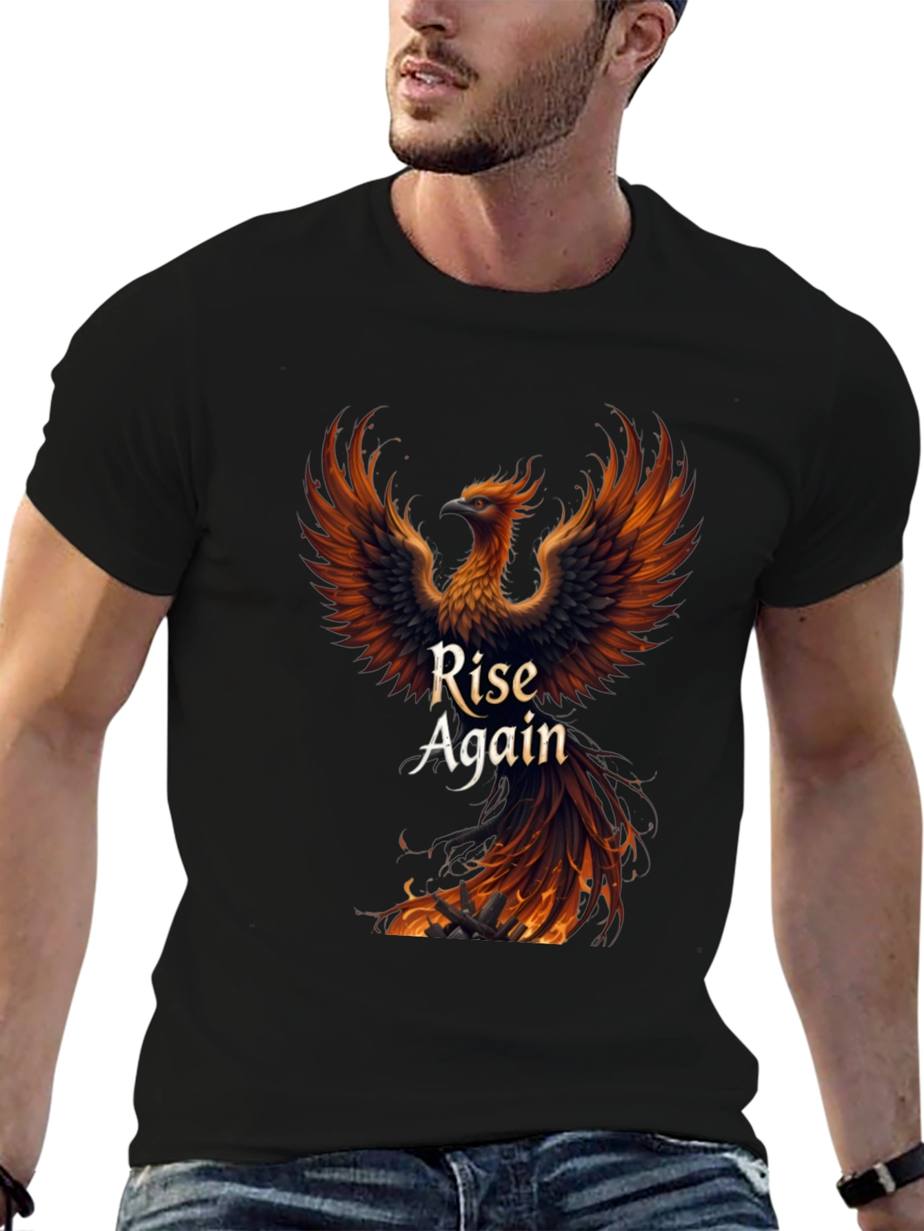 Rise Again Phoenix Graphic T-Shirt - Black