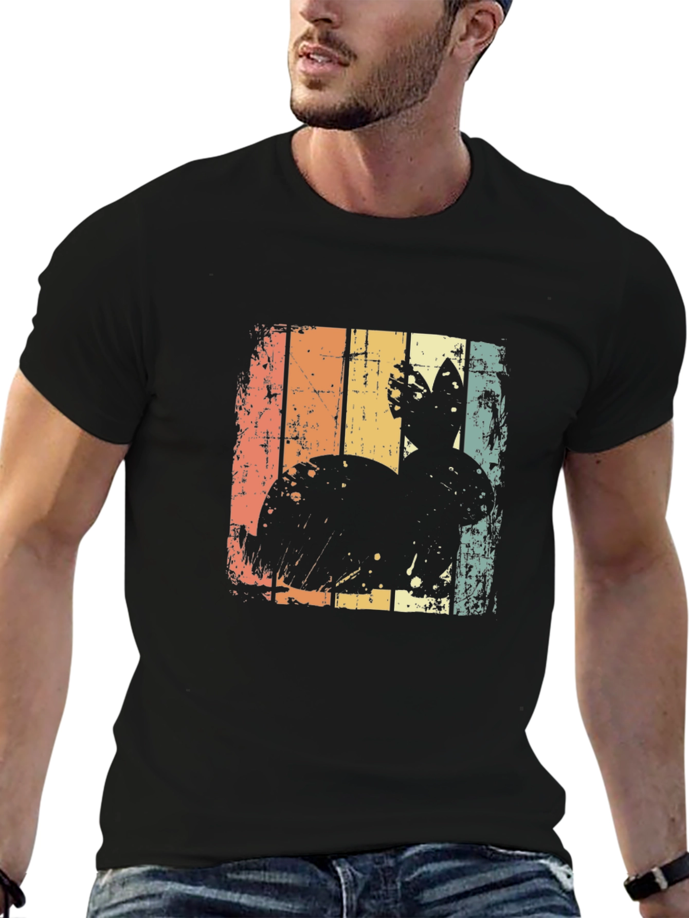 Retro Easter Bunny Graphic Tee - Mens Black T-Shirt