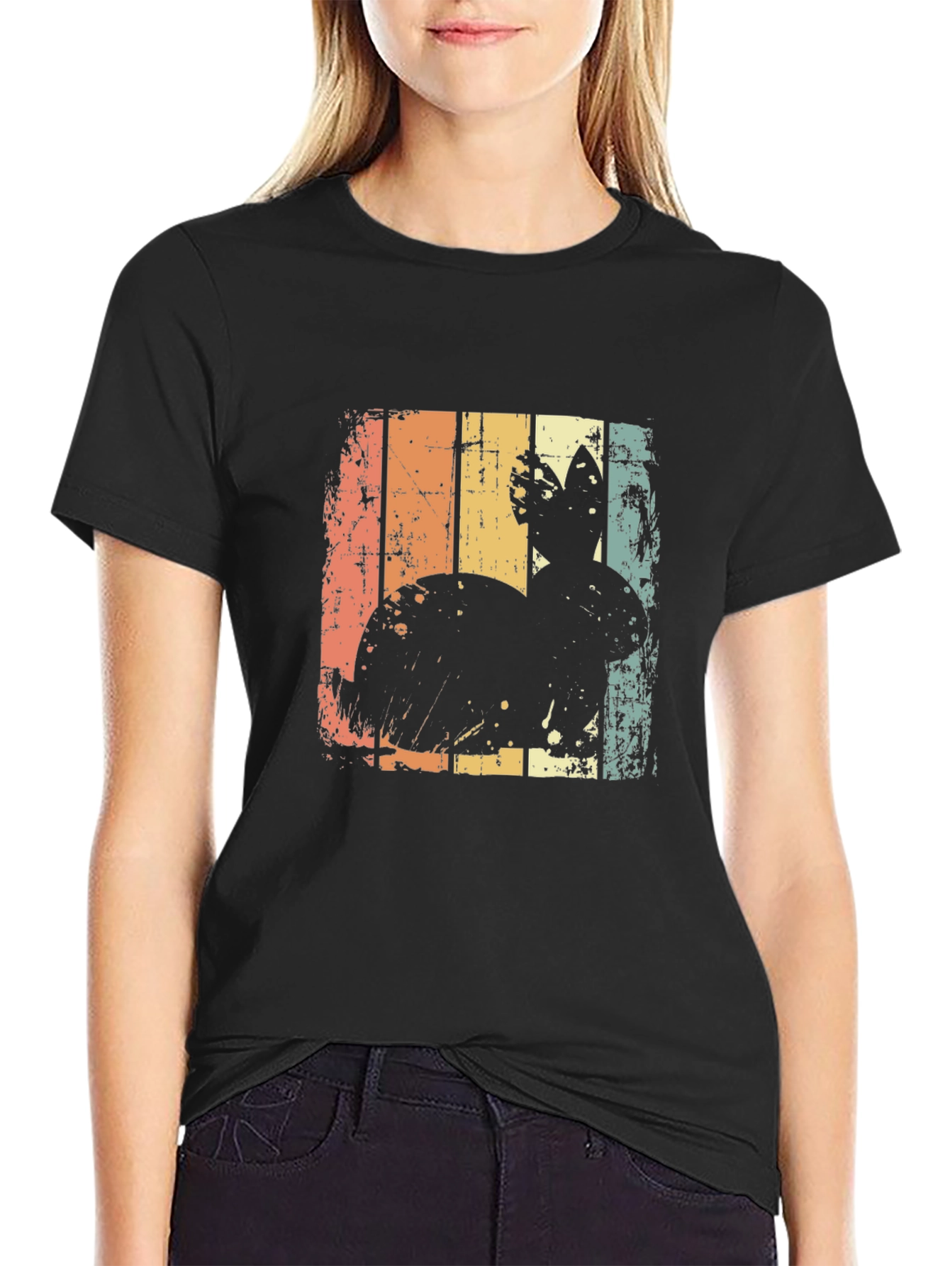 Retro Easter Bunny Graphic Tee - Mens Black T-Shirt