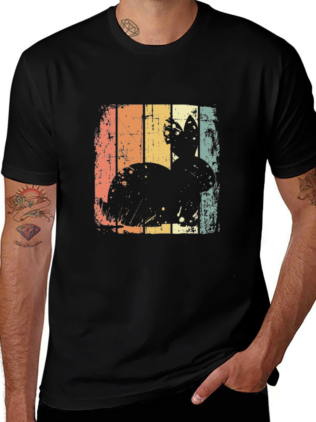 Retro Easter Bunny Graphic Tee - Mens Black T-Shirt