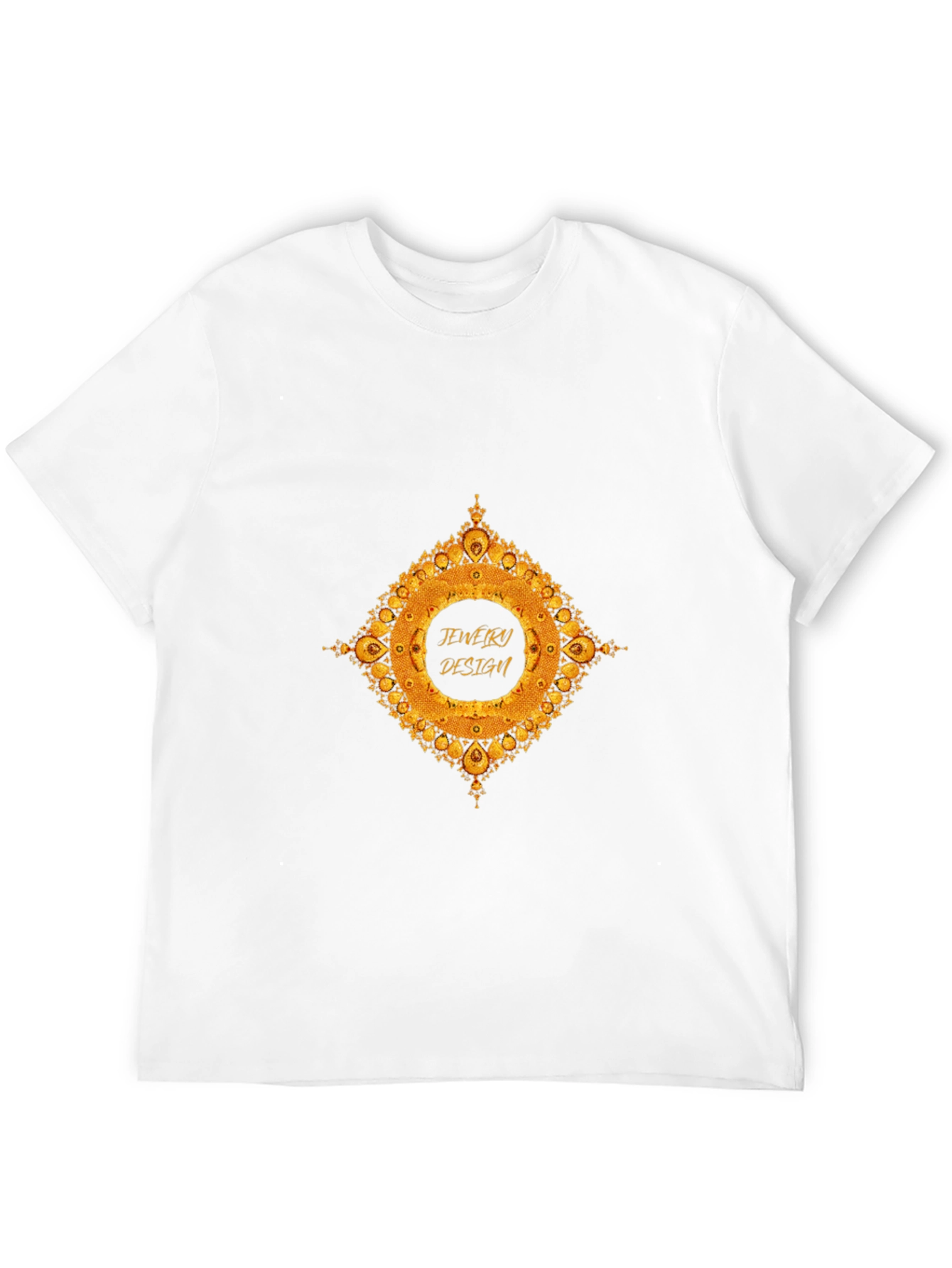 Mens Black T-Shirt with Gold Jewelry Design