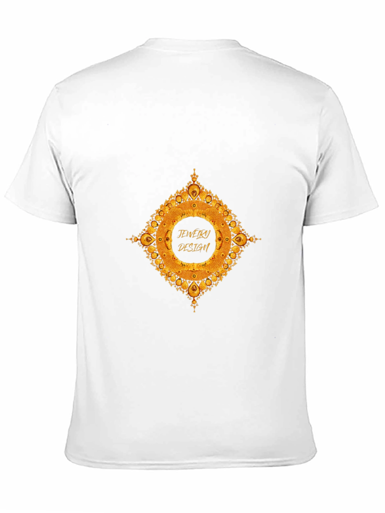 Mens Black T-Shirt with Gold Jewelry Design