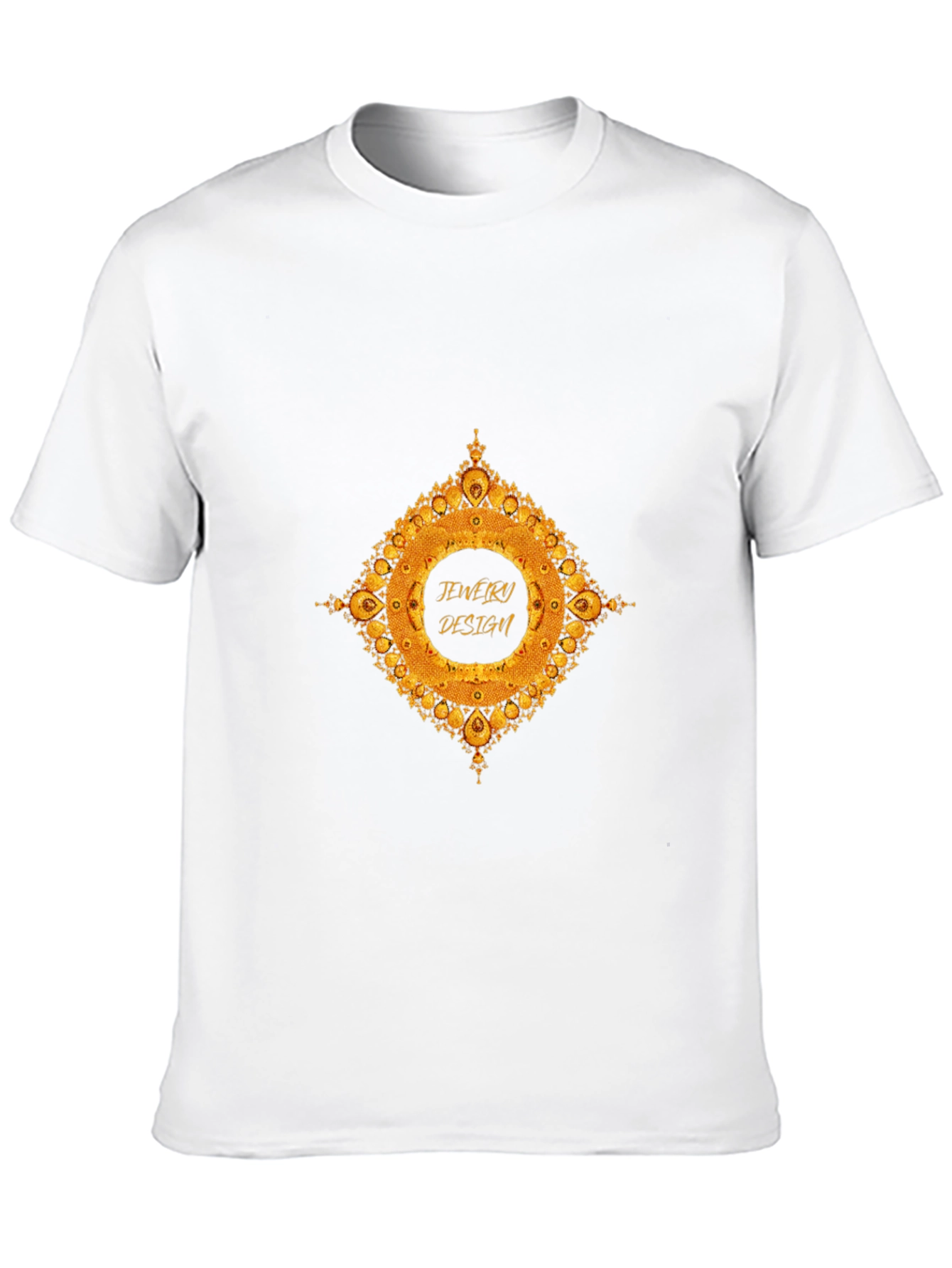 Mens Black T-Shirt with Gold Jewelry Design