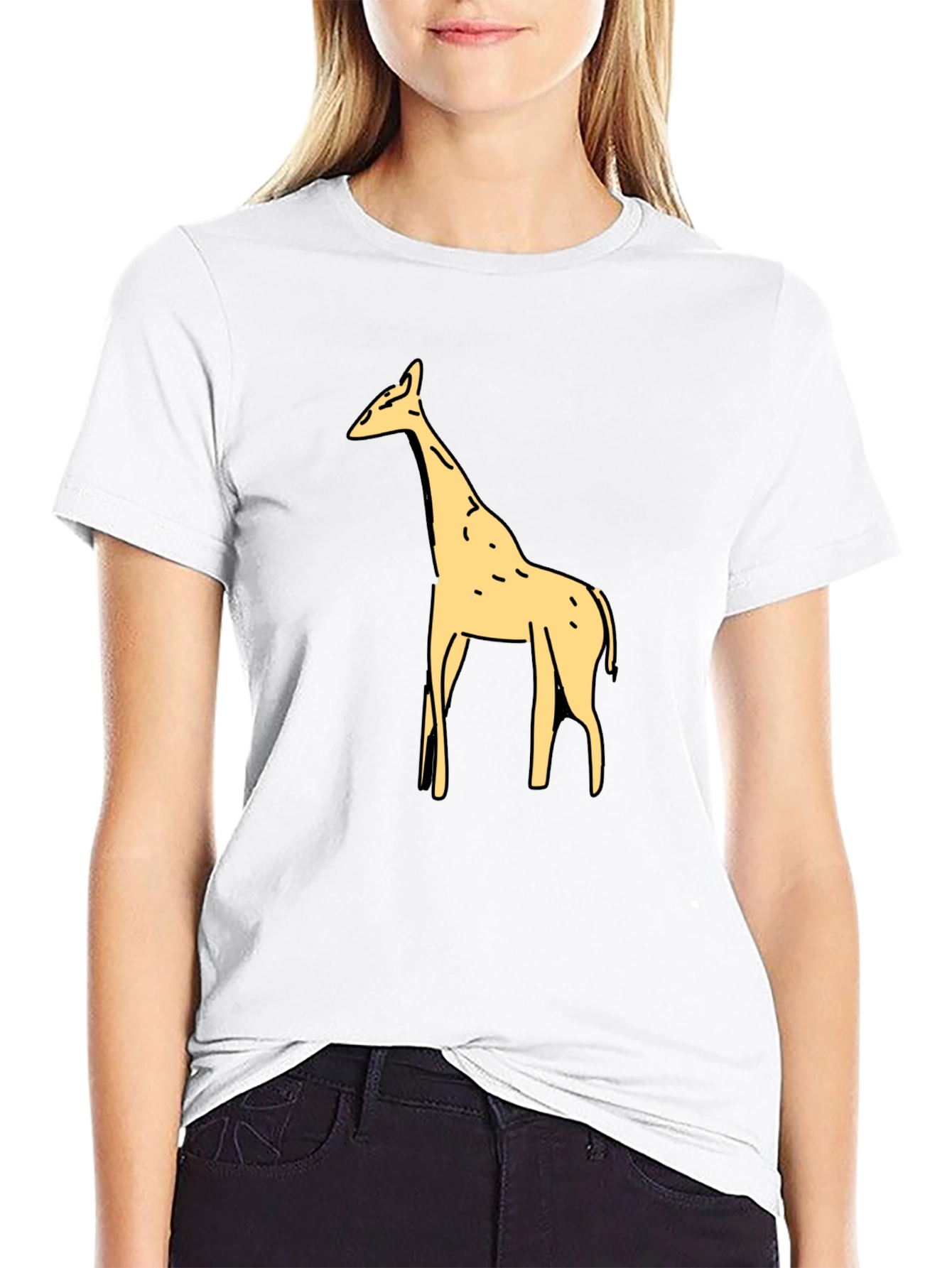 Giraffe Graphic Tee - Black Cotton T-Shirt