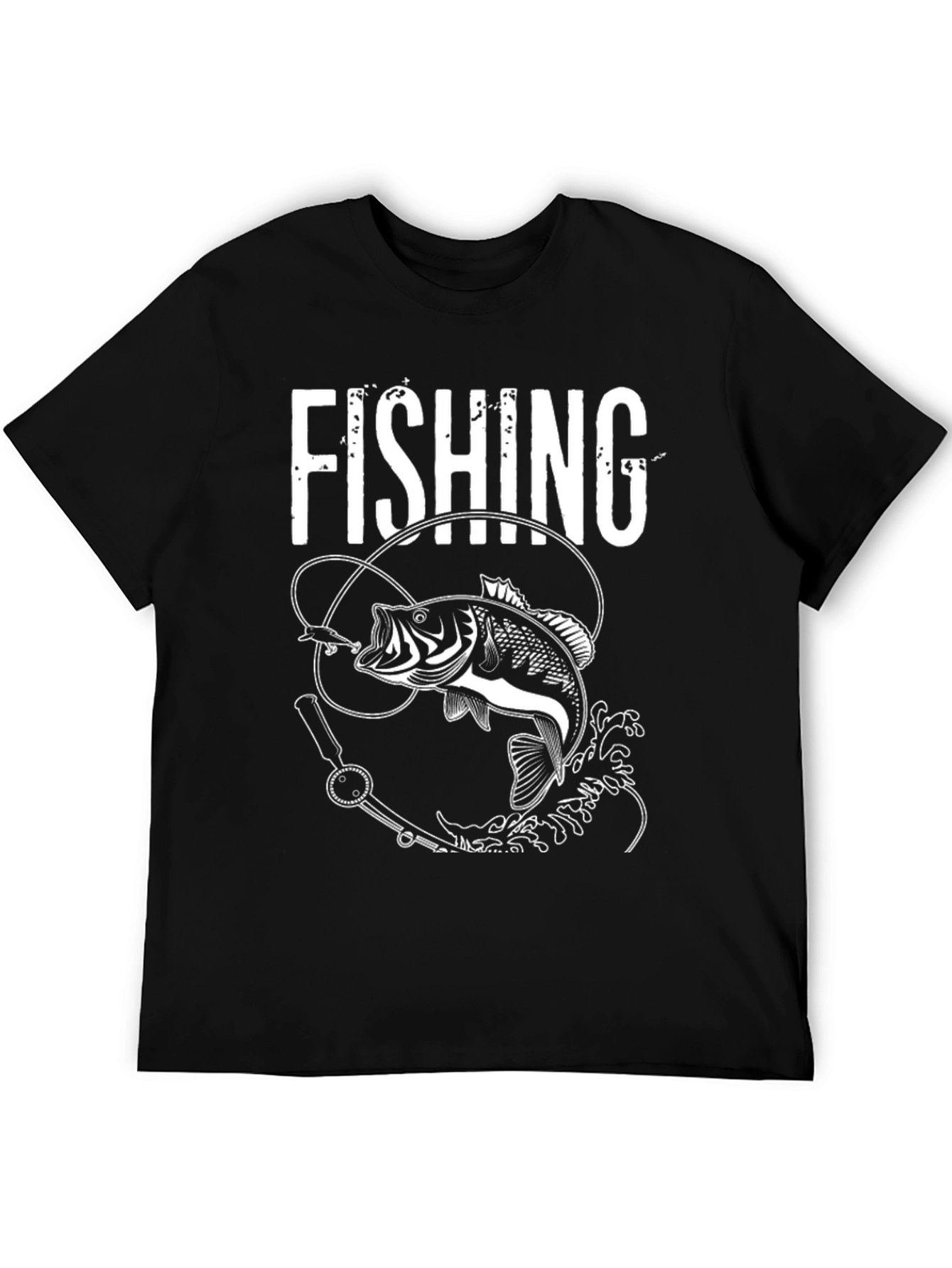 Fishing Graphic Tee - Bass Design Black T-Shirt