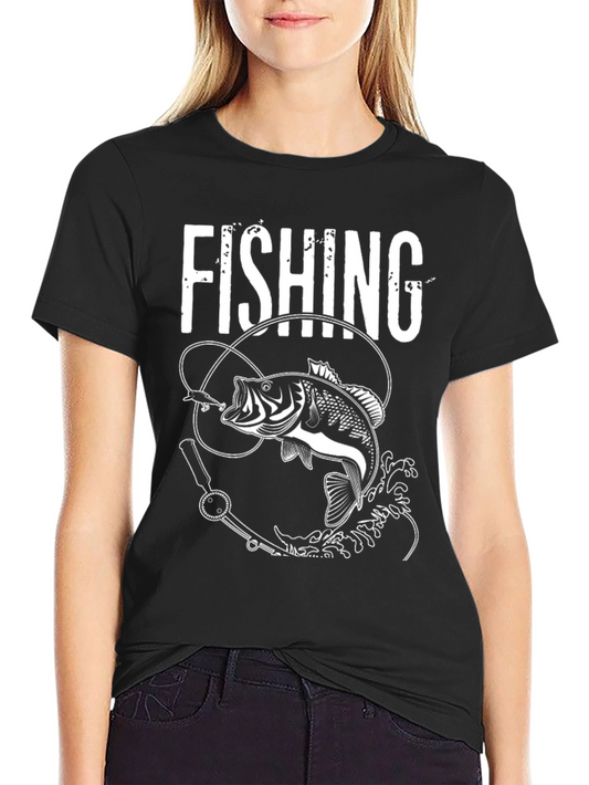 Fishing Graphic Tee - Bass Design Black T-Shirt