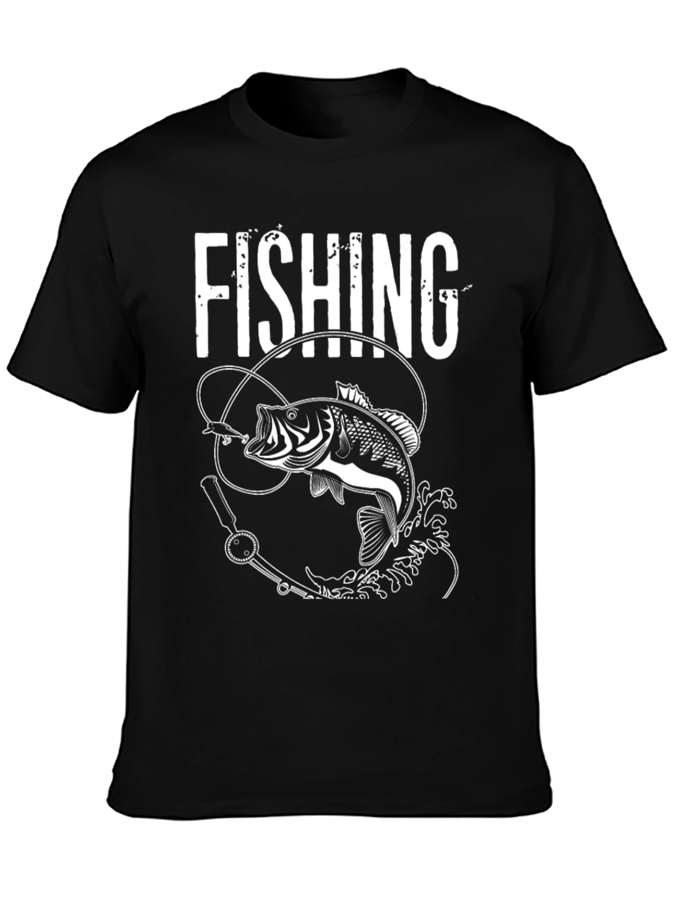 Fishing Graphic Tee - Bass Design Black T-Shirt