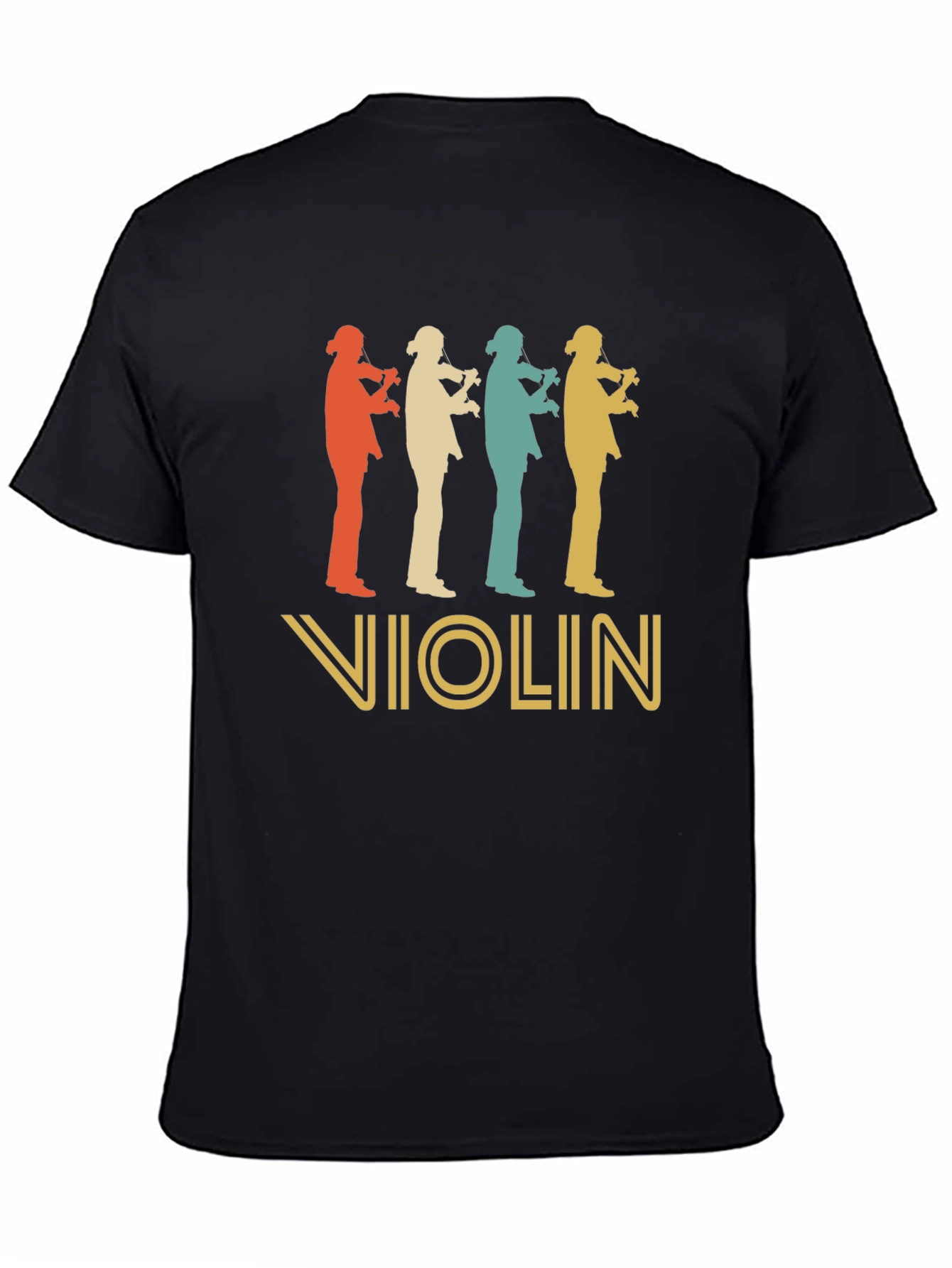 Retro Violinist Silhouette Graphic T-Shirt