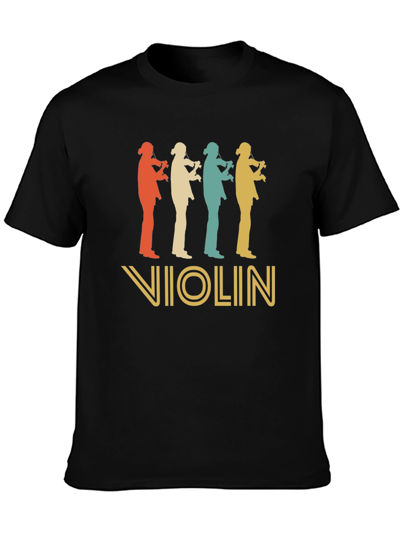 Retro Violinist Silhouette Graphic T-Shirt