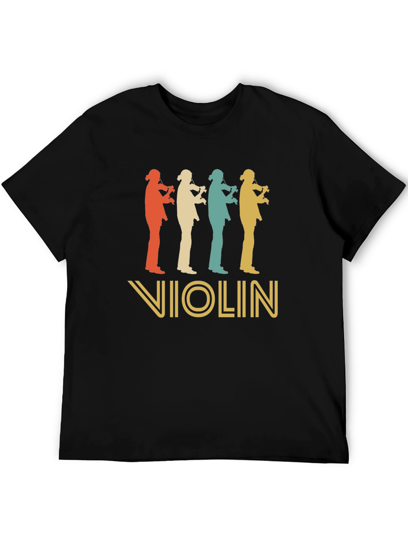 Retro Violinist Silhouette Graphic T-Shirt