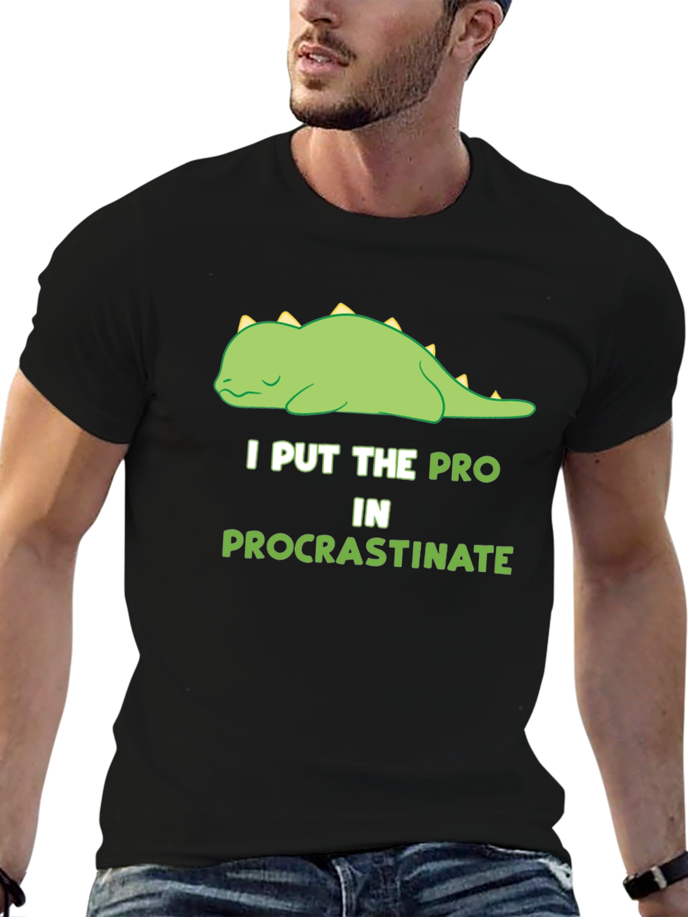 Procrastinating Dino T-Shirt: I Put the Pro In It