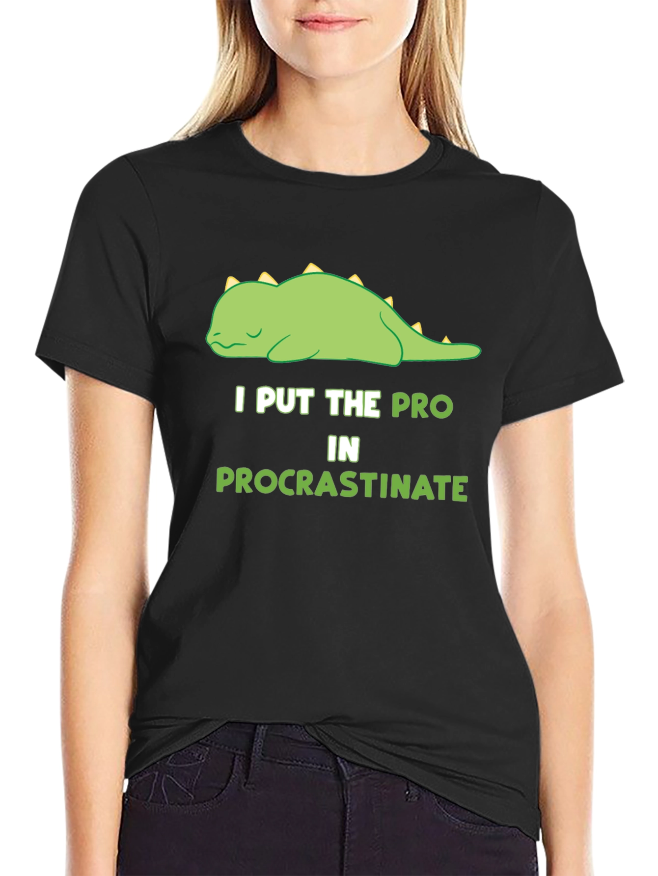 Procrastinating Dino T-Shirt: I Put the Pro In It