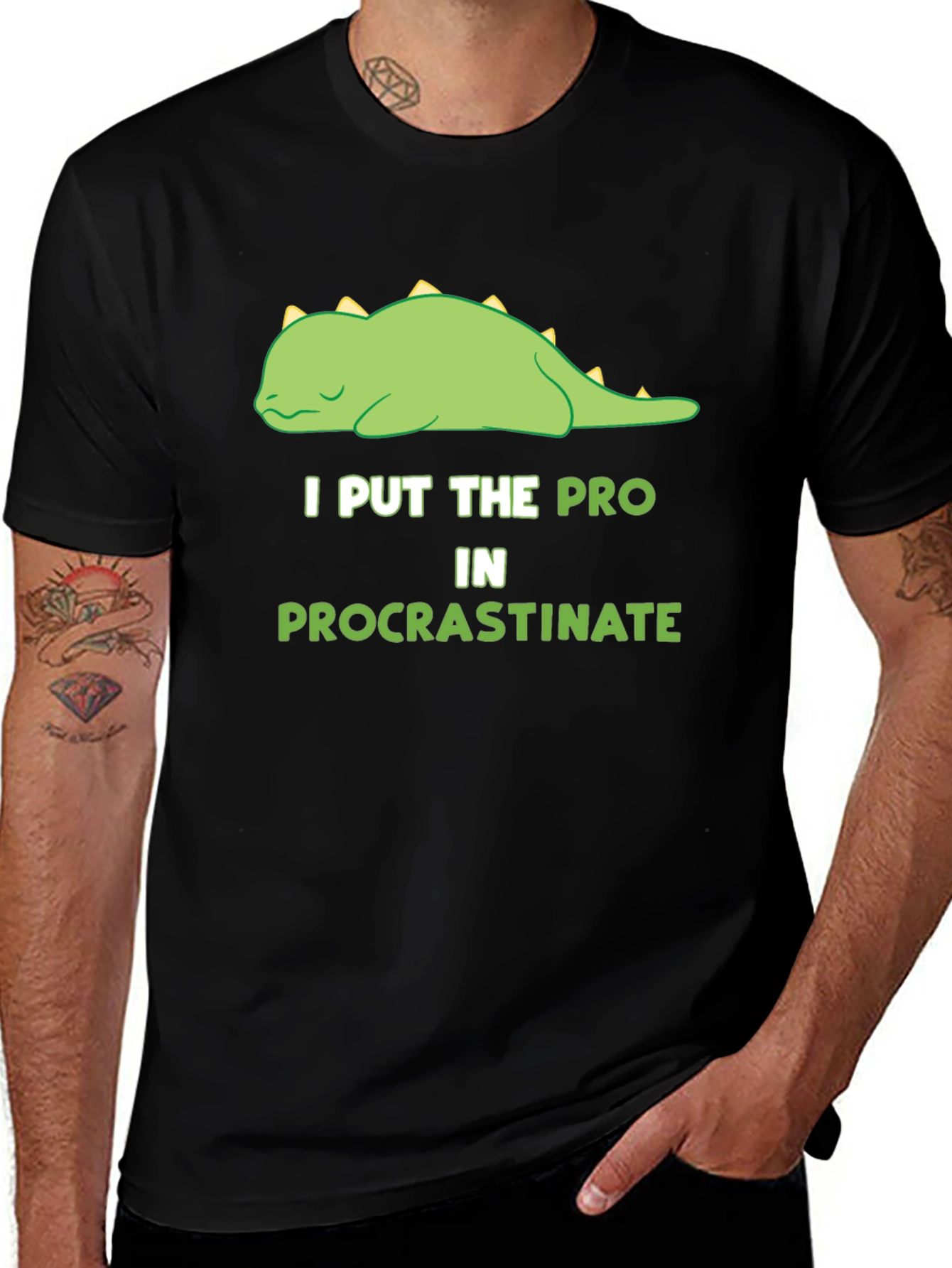 Procrastinating Dino T-Shirt: I Put the Pro In It