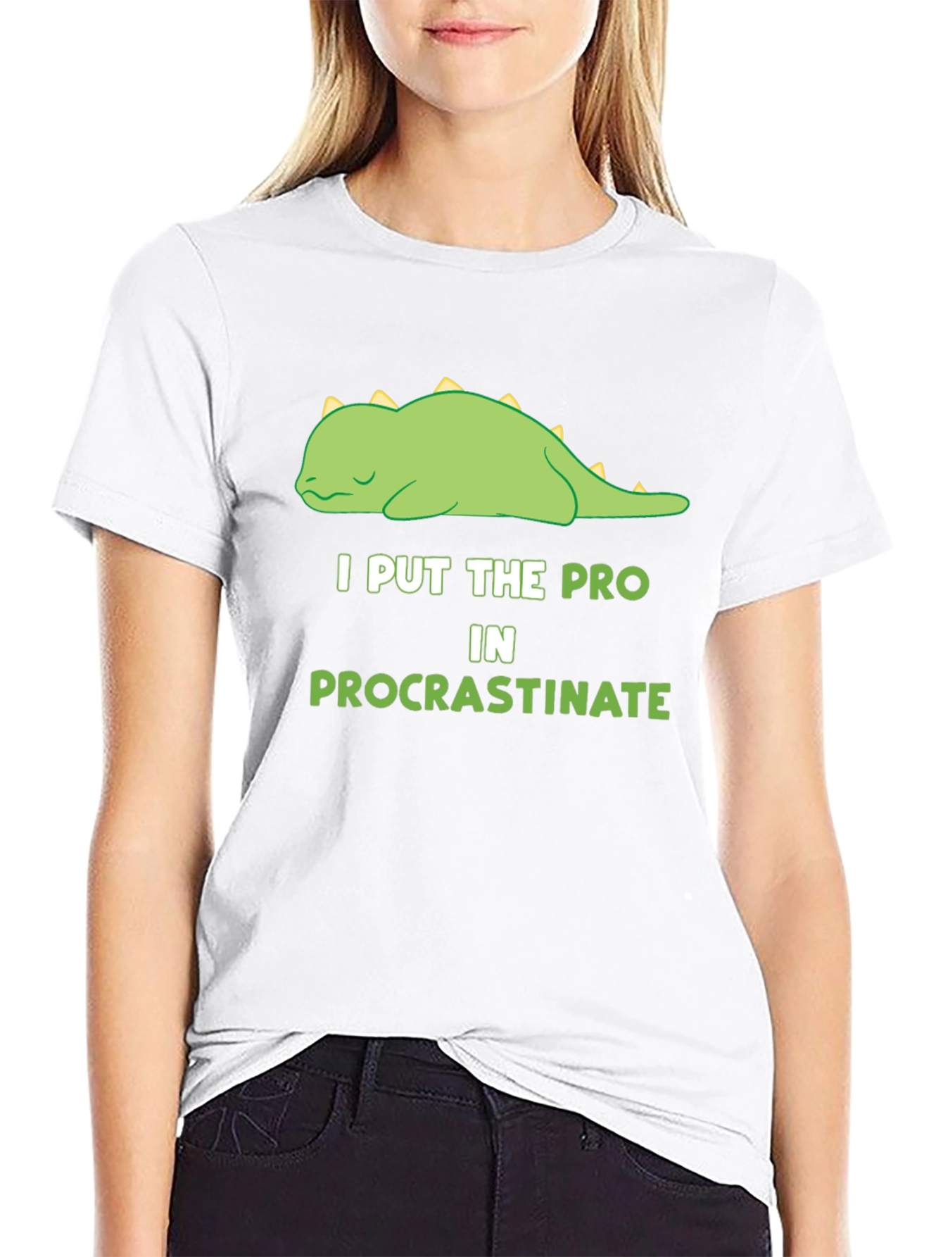 Procrastinating Dino T-Shirt: I Put the Pro In It