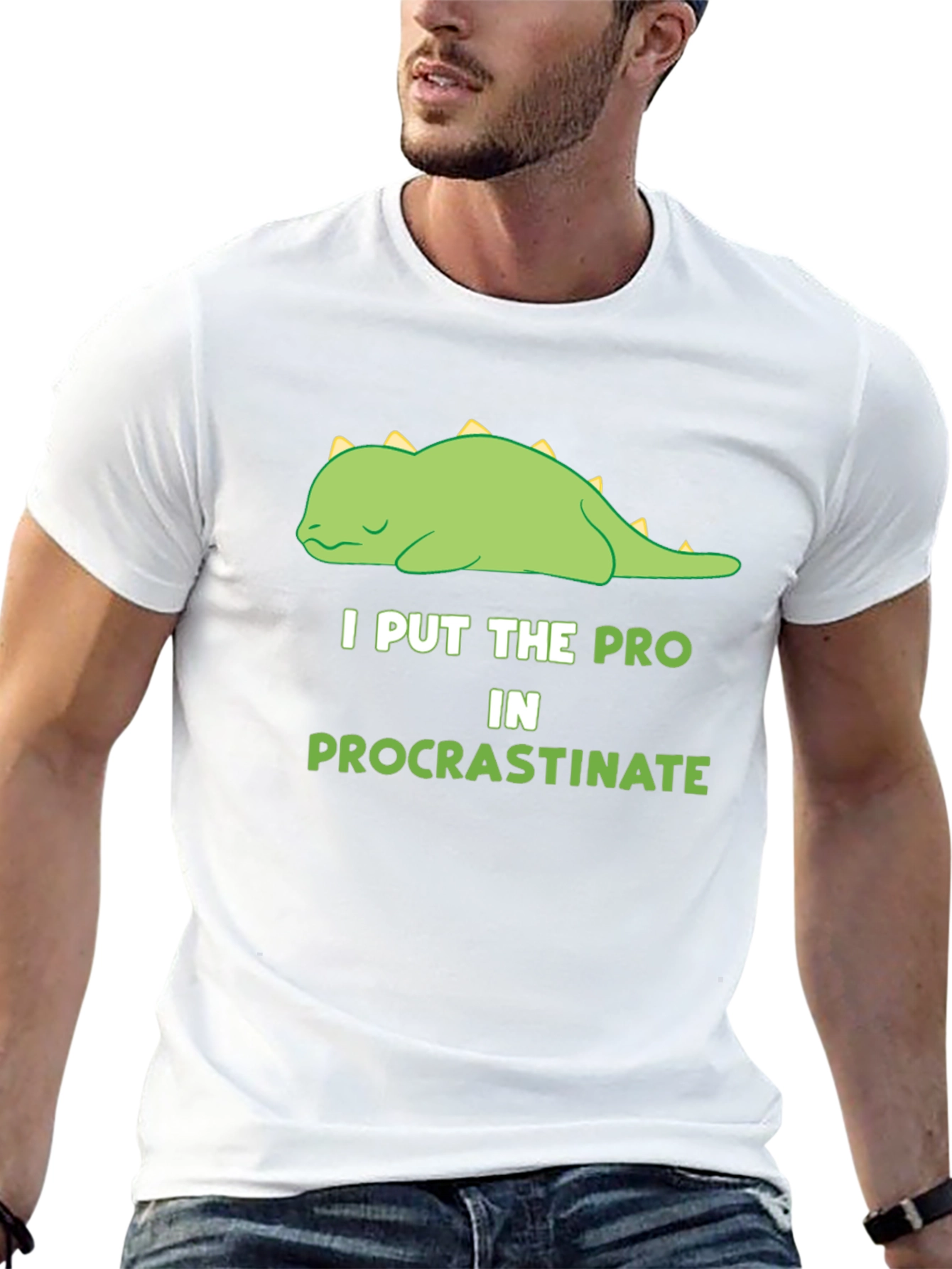 Procrastinating Dino T-Shirt: I Put the Pro In It