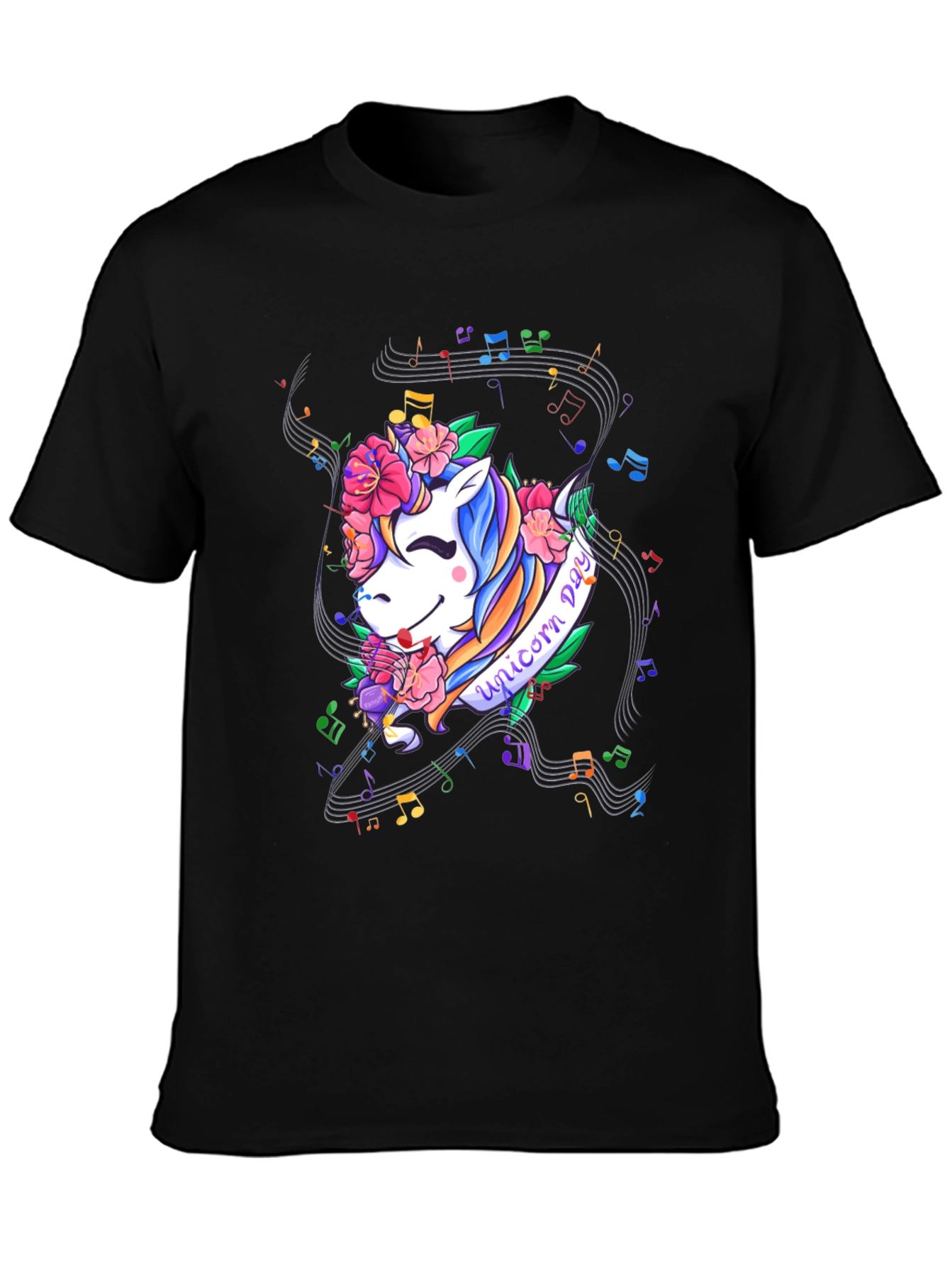 Unicorn Day Black Graphic Tee
