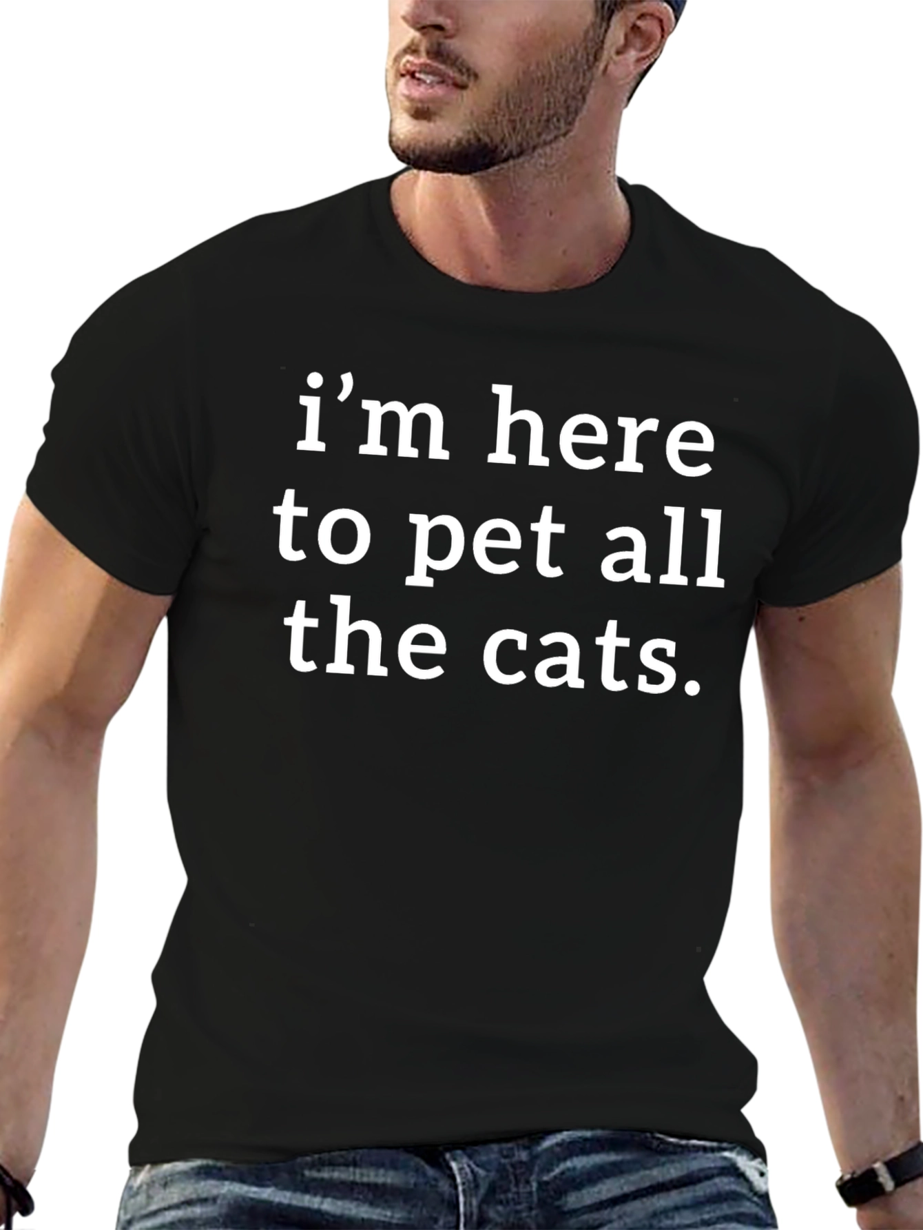 Funny Cat Lover T-Shirt - Here to Pet Cats