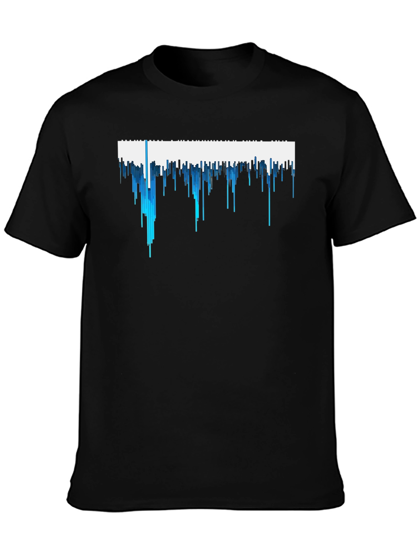 Abstract Blue Drip Design Black T-Shirt