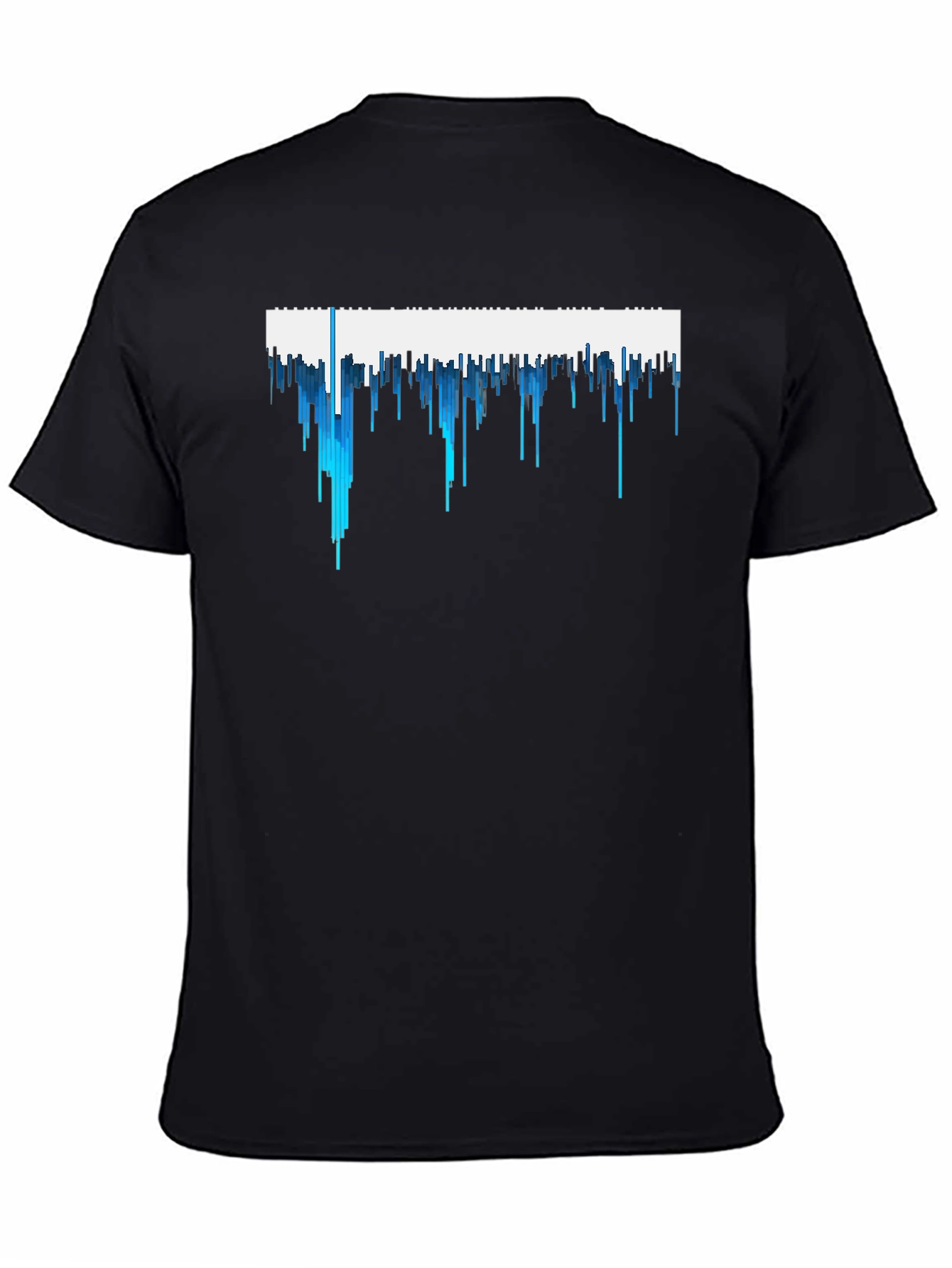 Abstract Blue Drip Design Black T-Shirt