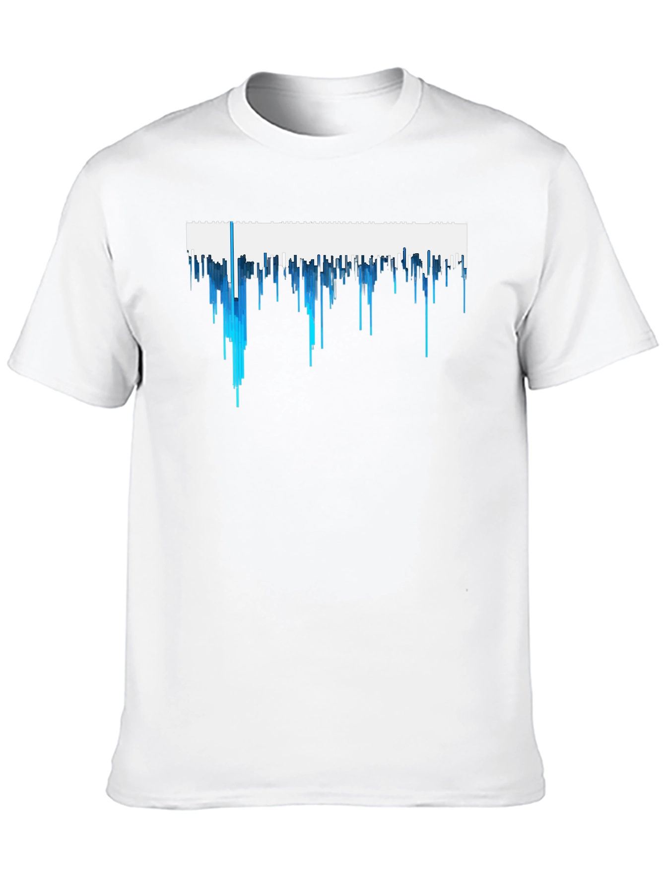 Abstract Blue Drip Design Black T-Shirt
