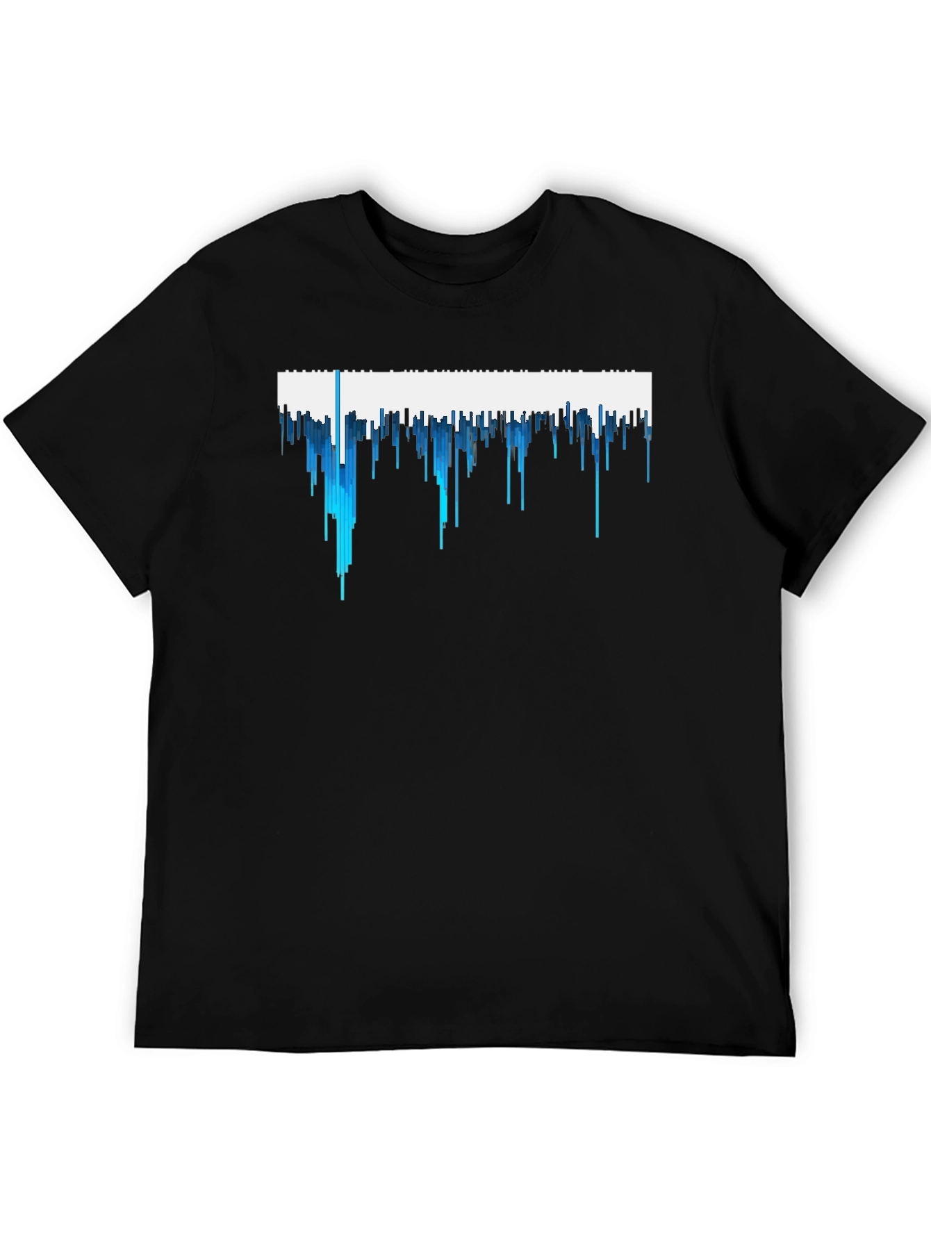 Abstract Blue Drip Design Black T-Shirt