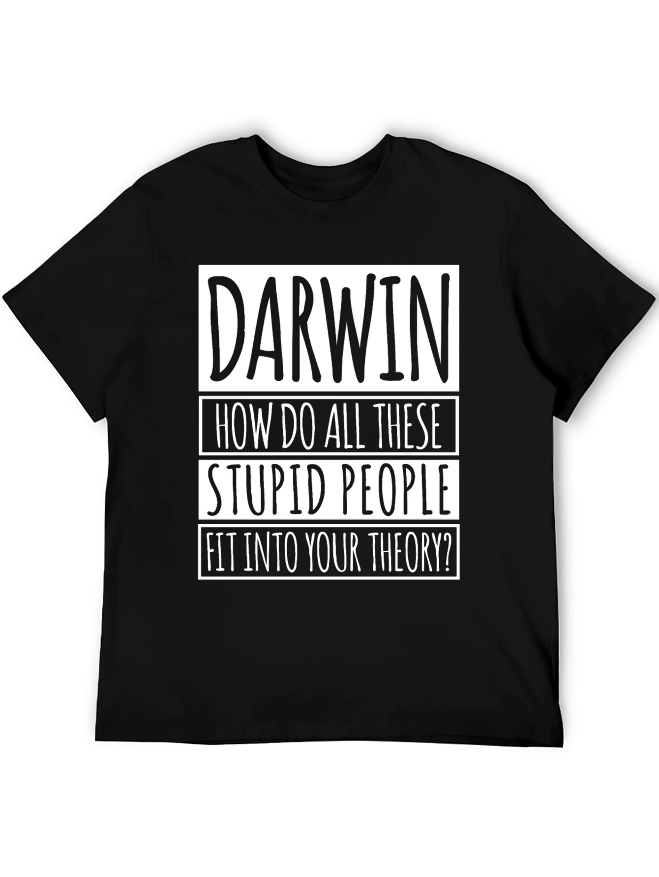 Darwin Theory Mens Black Graphic T-Shirt