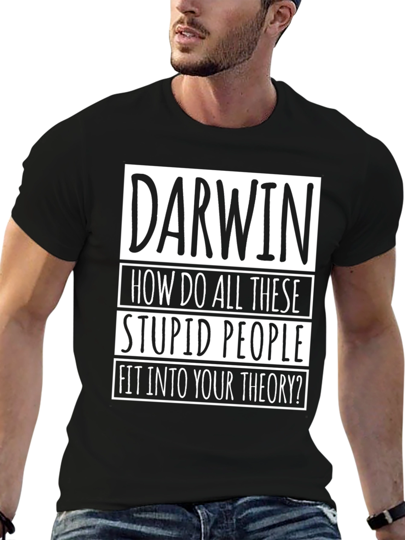 Darwin Theory Mens Black Graphic T-Shirt